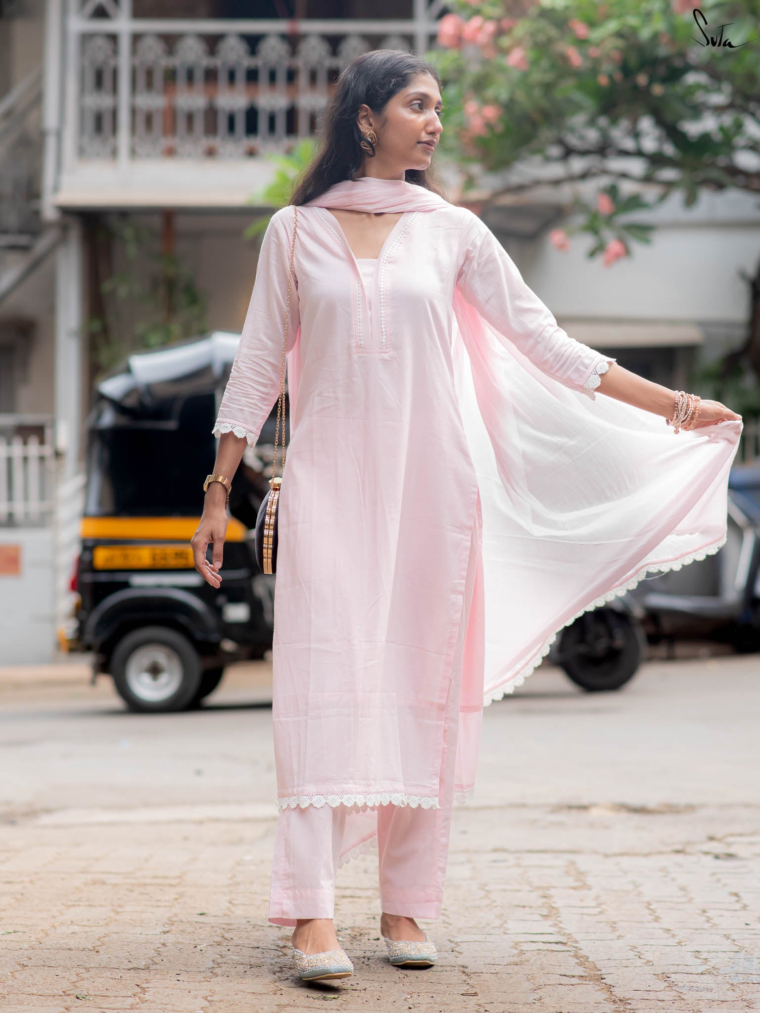 Suta Baby Pink Cotton Kurta Set