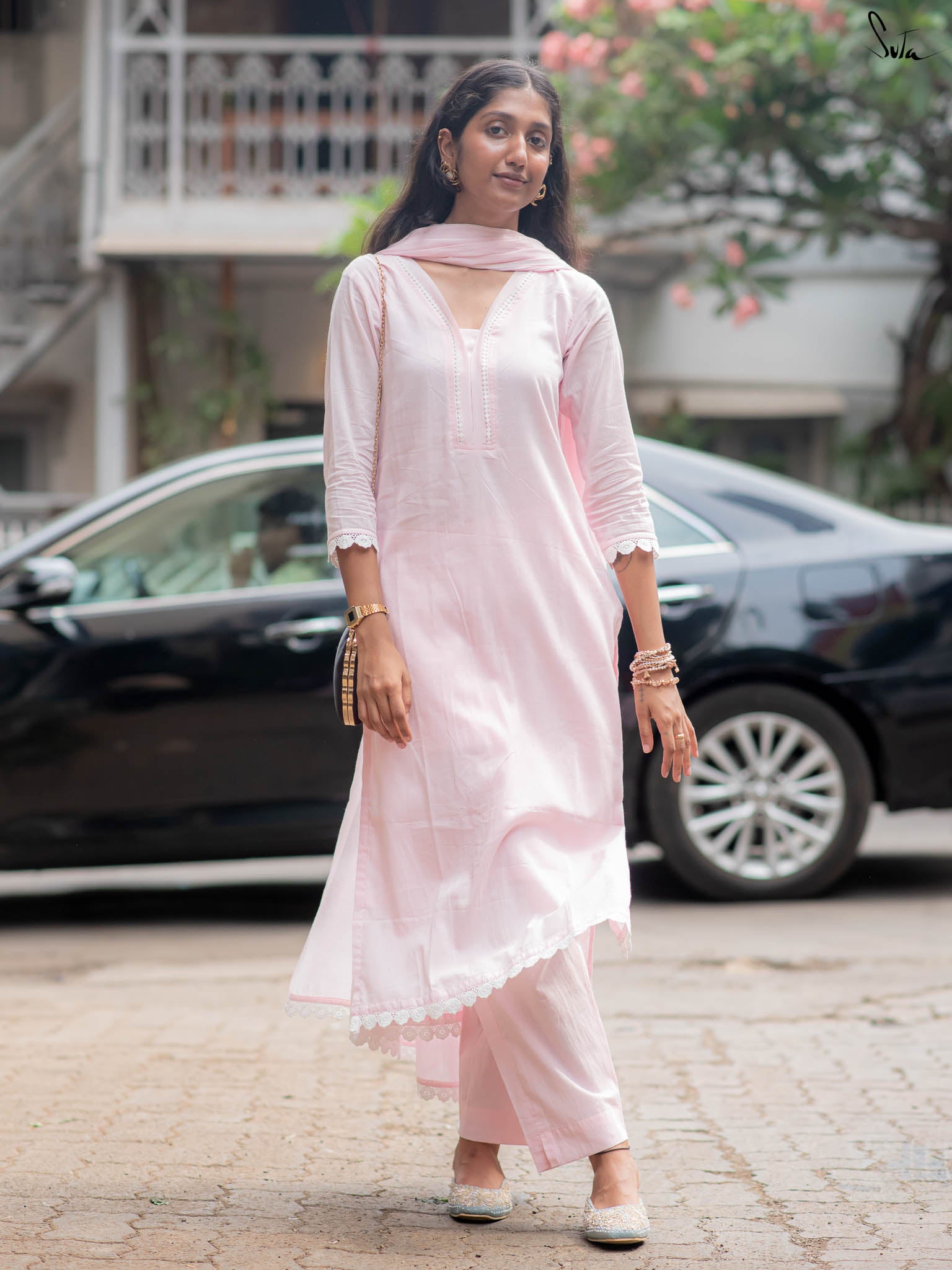 Suta Baby Pink Cotton Kurta Set