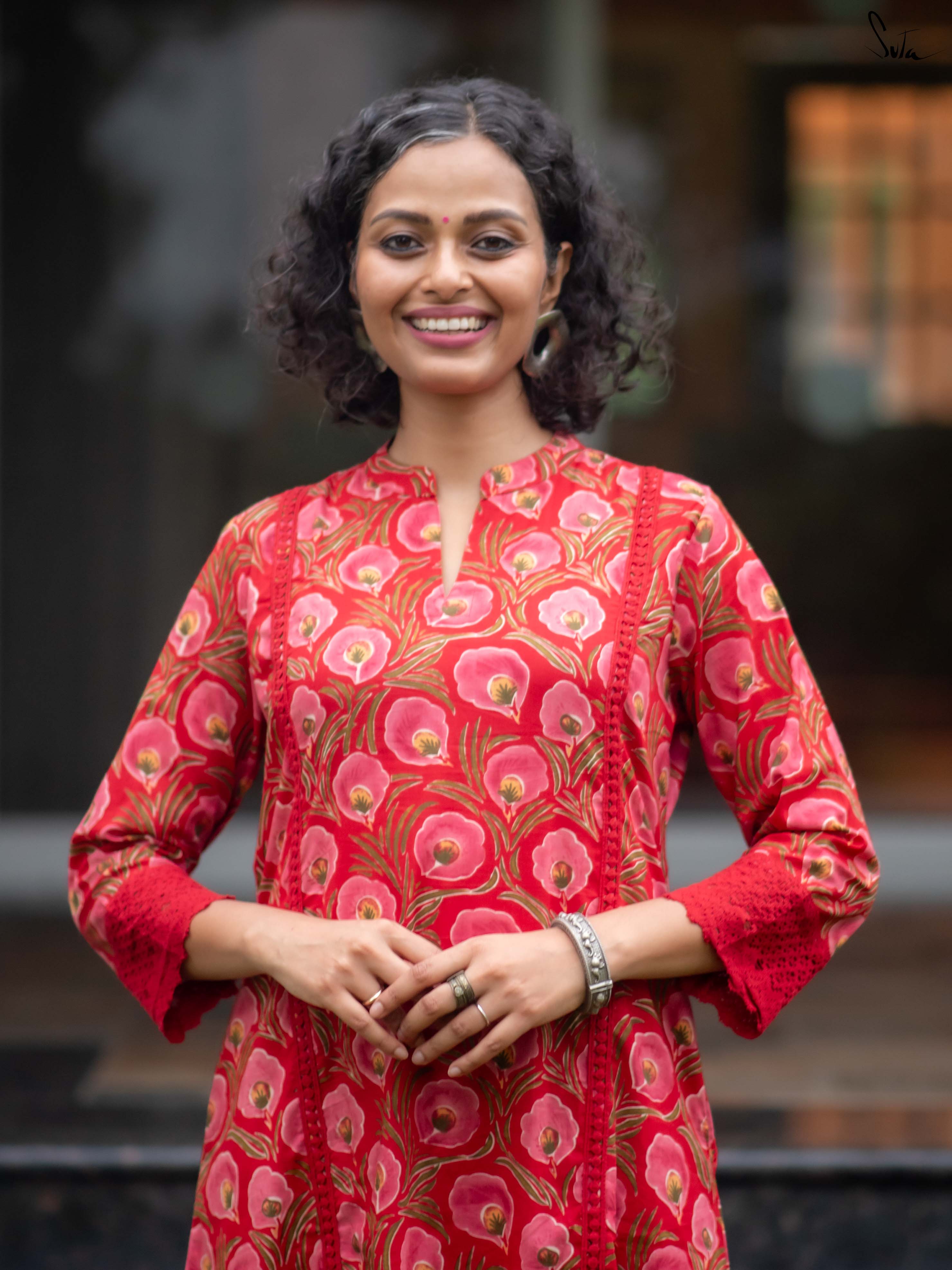 Suta Red Cotton Kurta Set