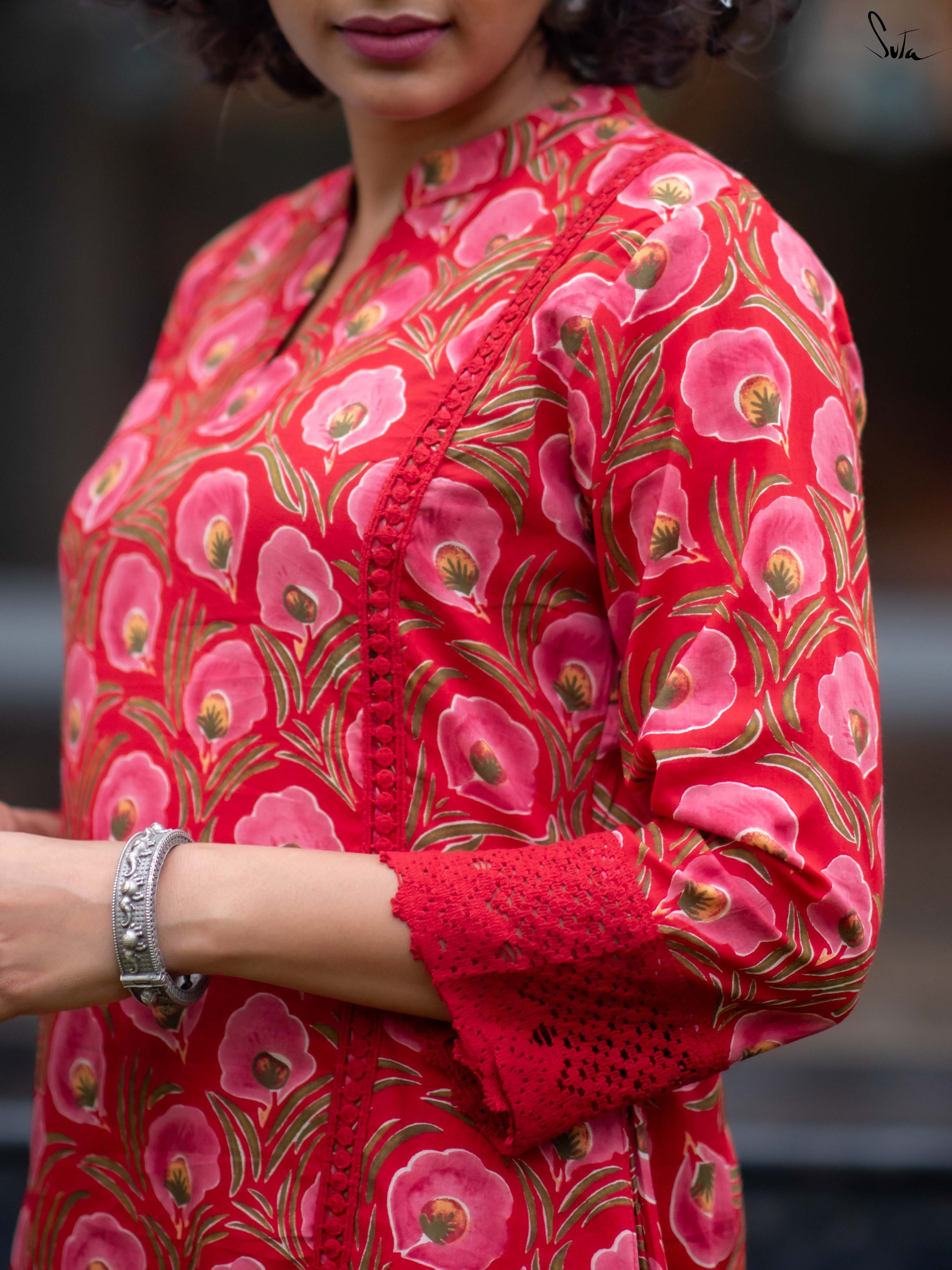 Suta Red Cotton Kurta Set