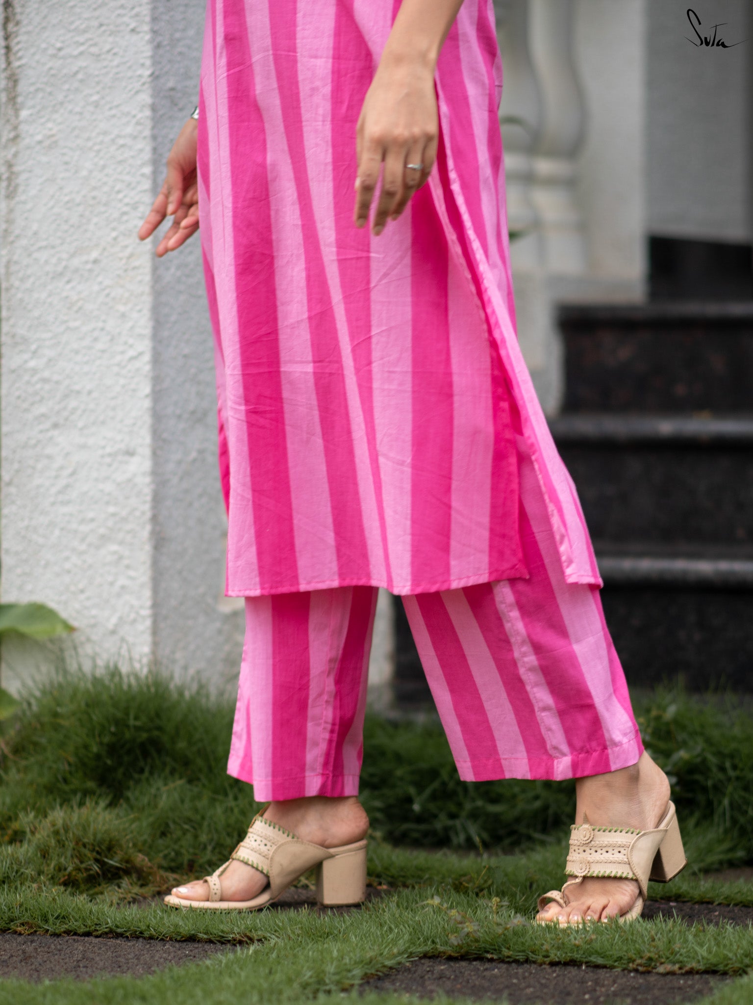 Suta Pink Cotton Kurta Set
