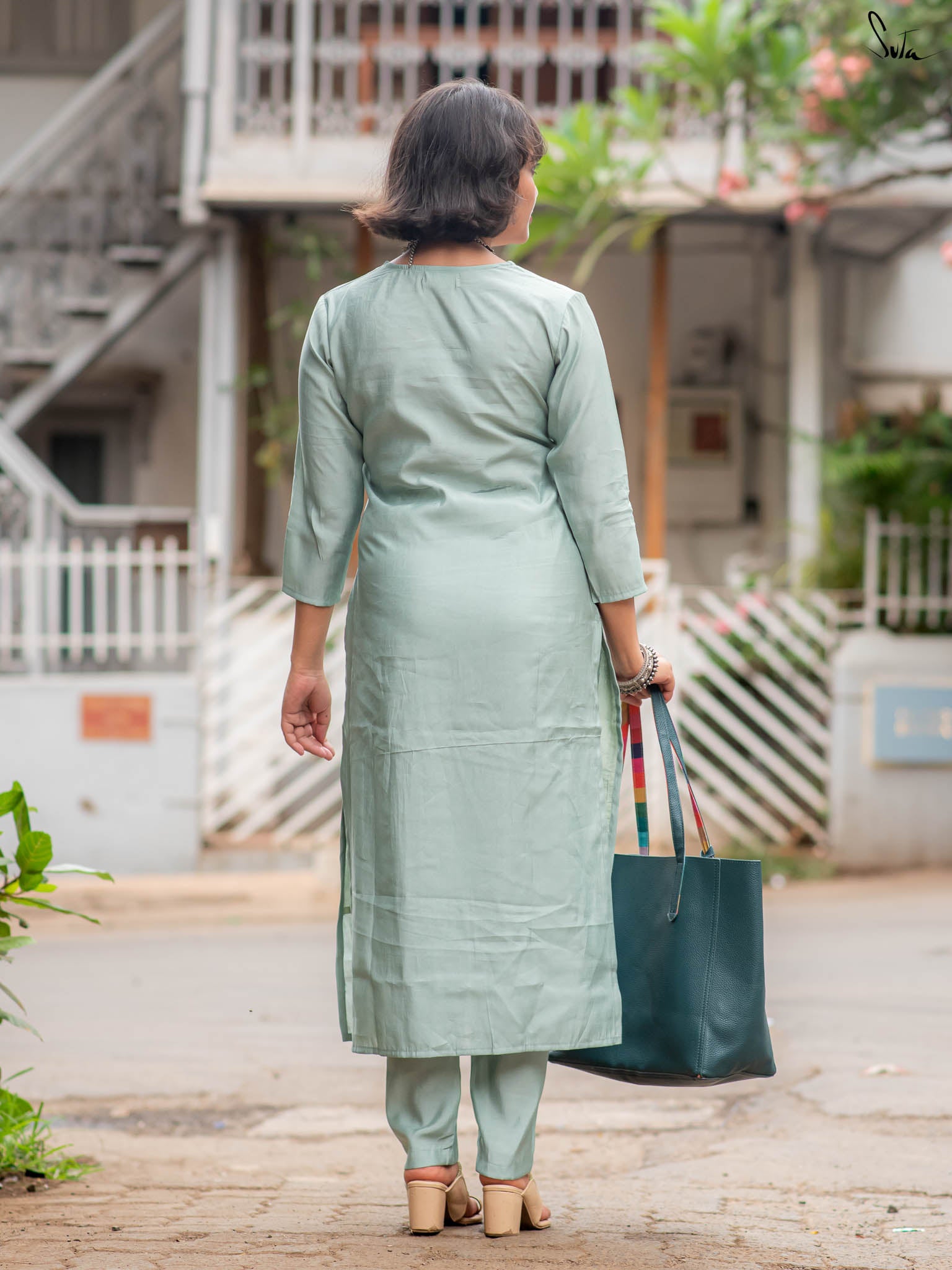 Suta Blue Silk Kurta Set