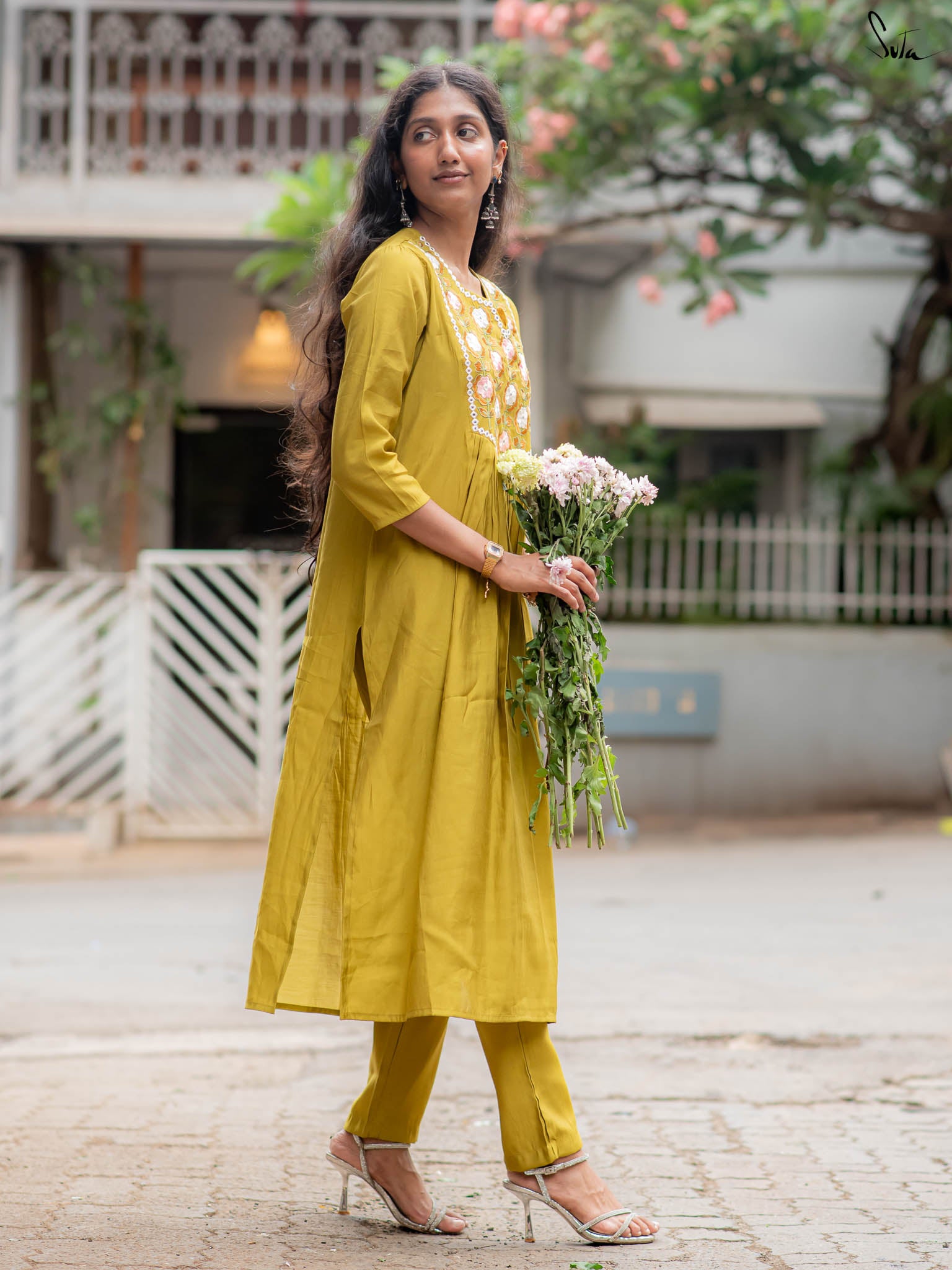 Suta Mustard Silk Kurta Set