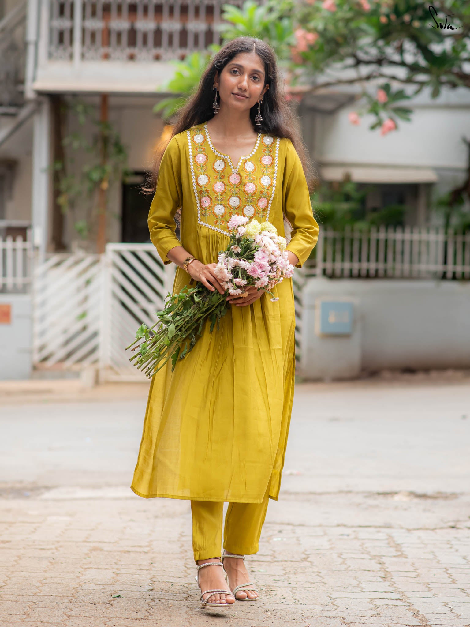 Suta Mustard Silk Kurta Set