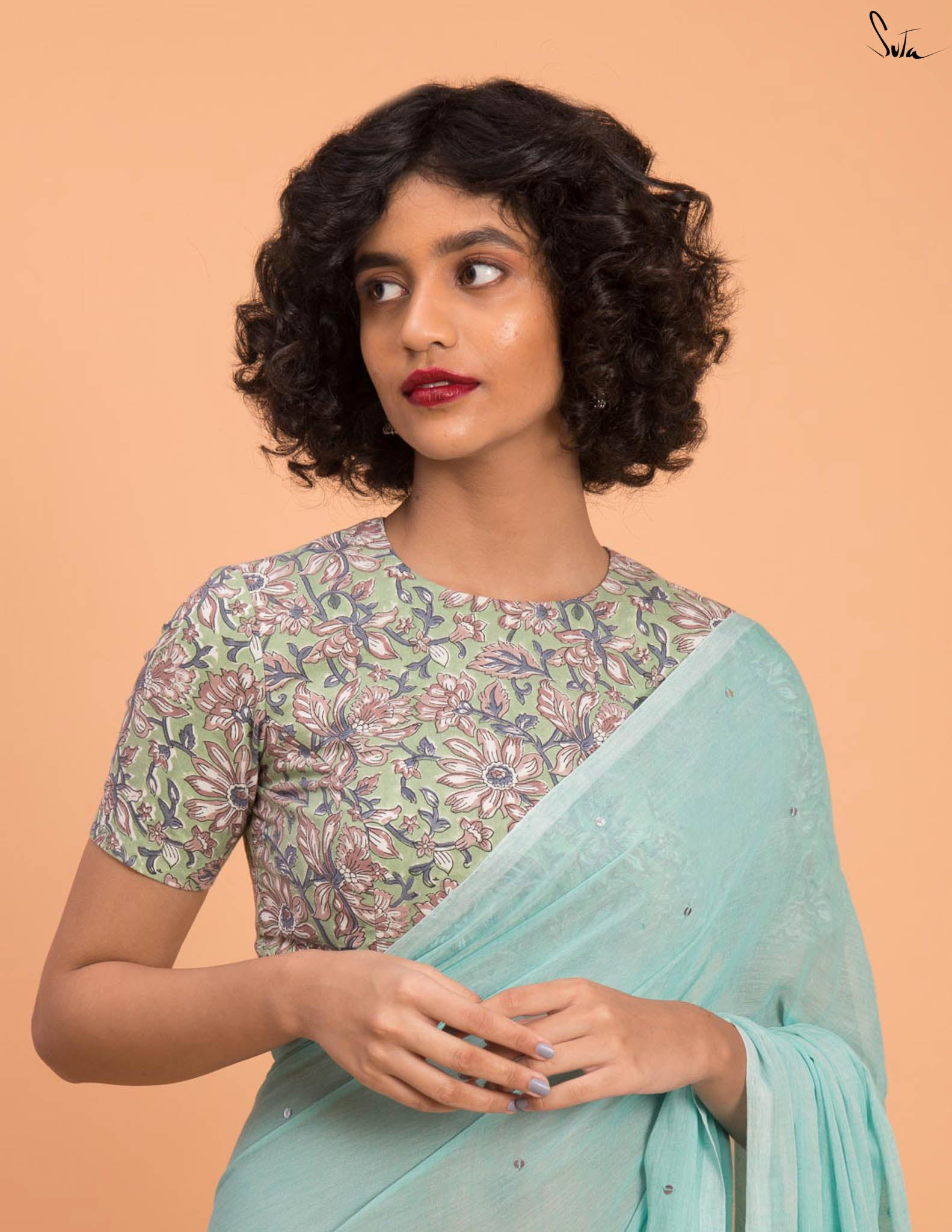 Suta Ice Green Embellished Sequinned Pure Cotton Saree