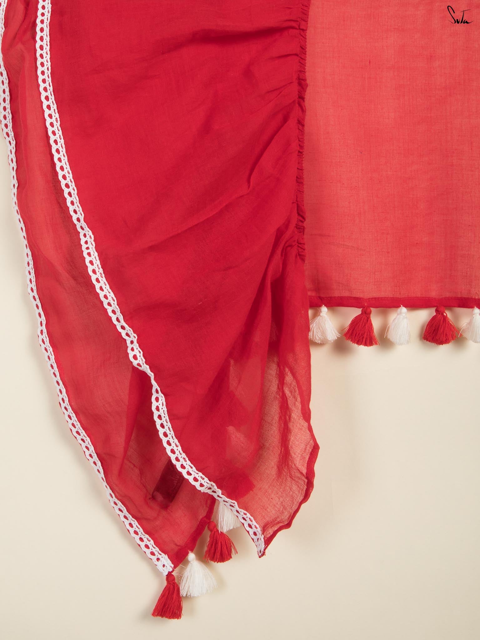 Riding The Red Ruffle Saree