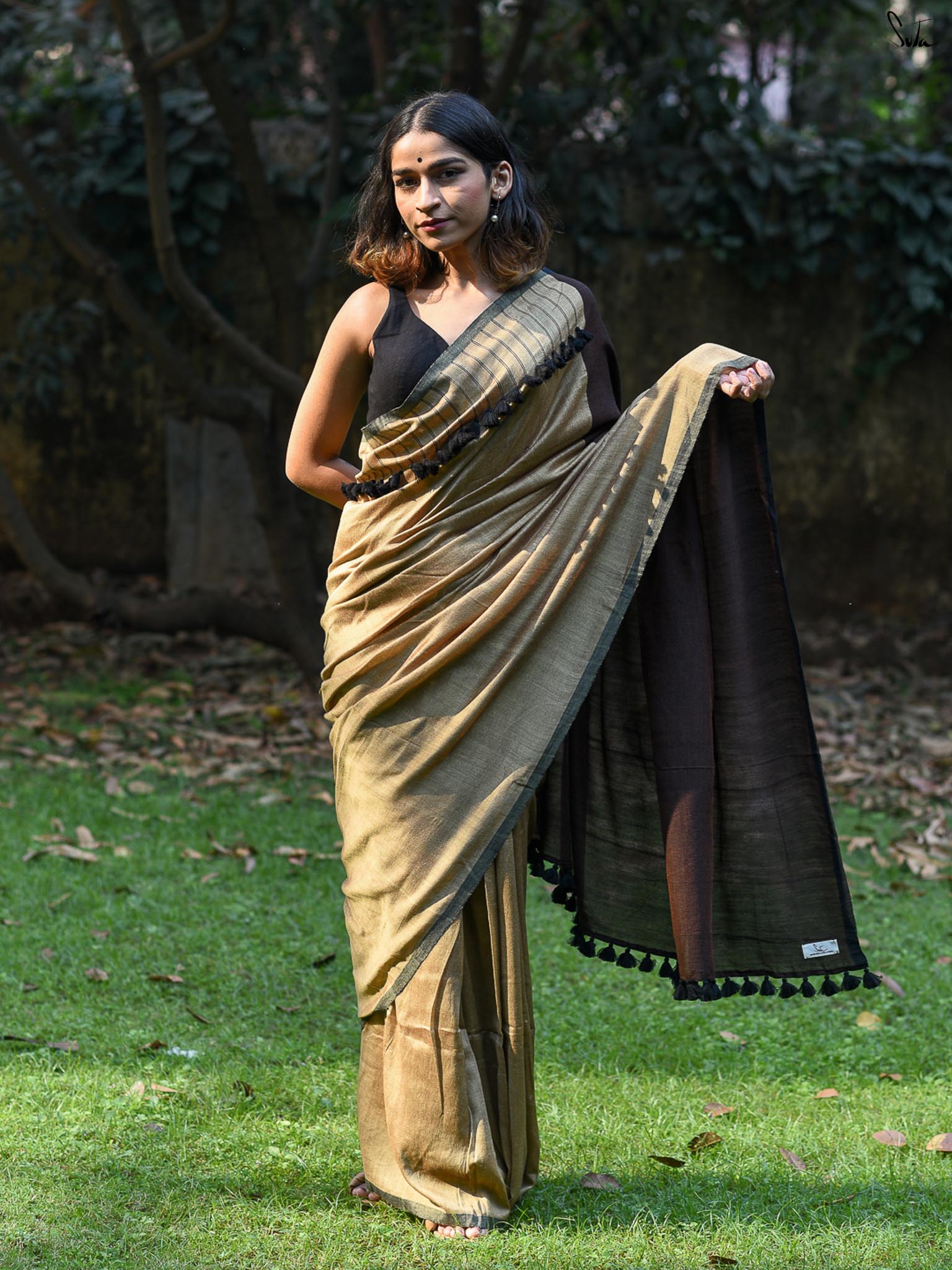 Gold Crayon Saree