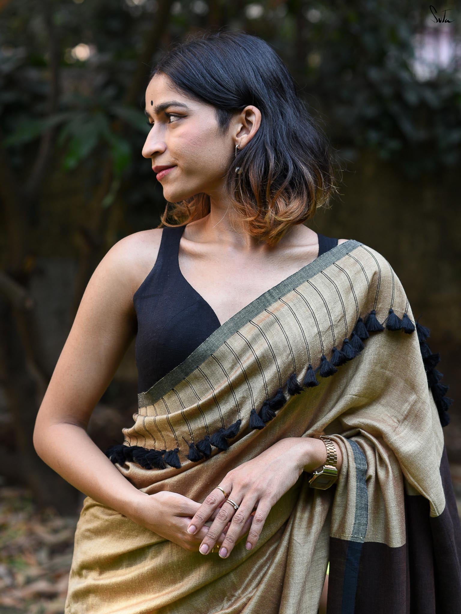 Gold Crayon Saree