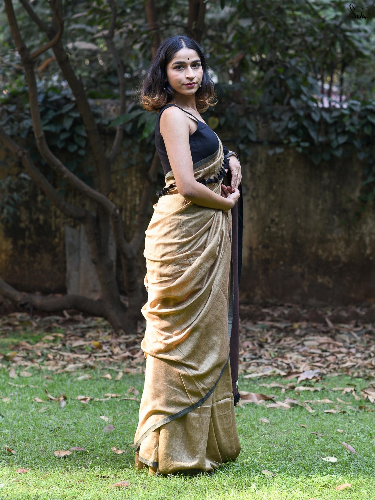 Gold Crayon Saree