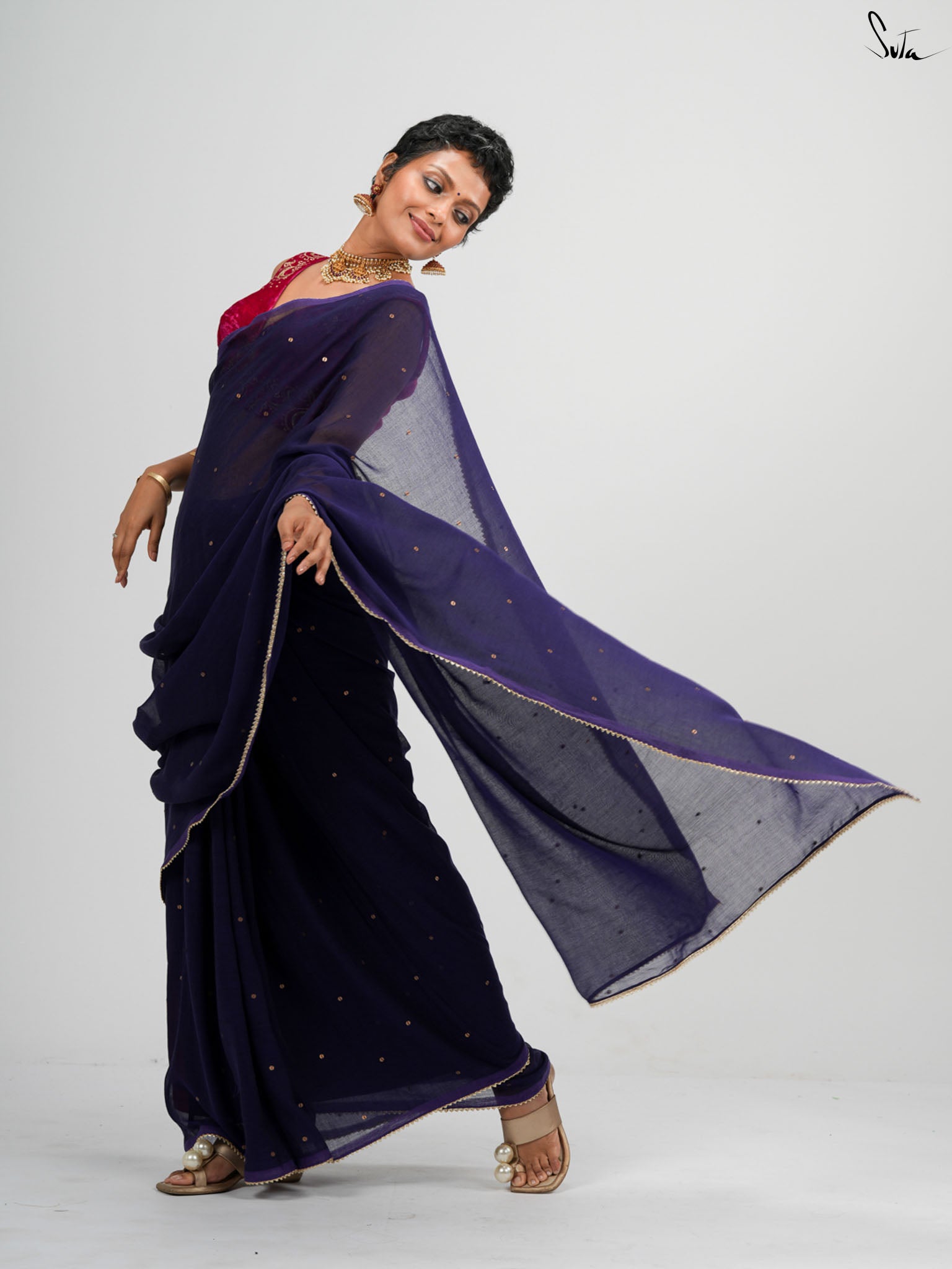 Blue Trickle Saree