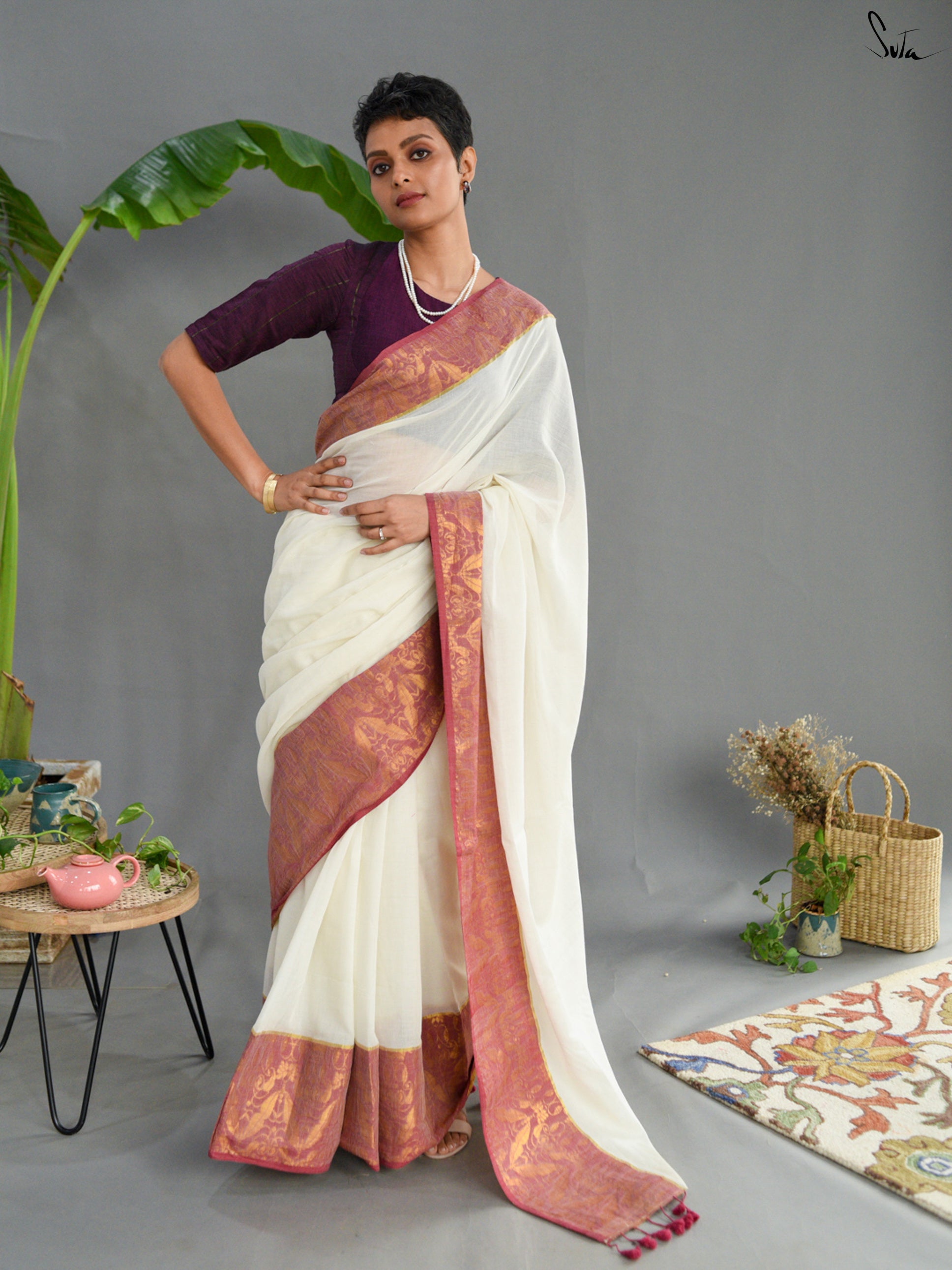 Snow Zari Saree