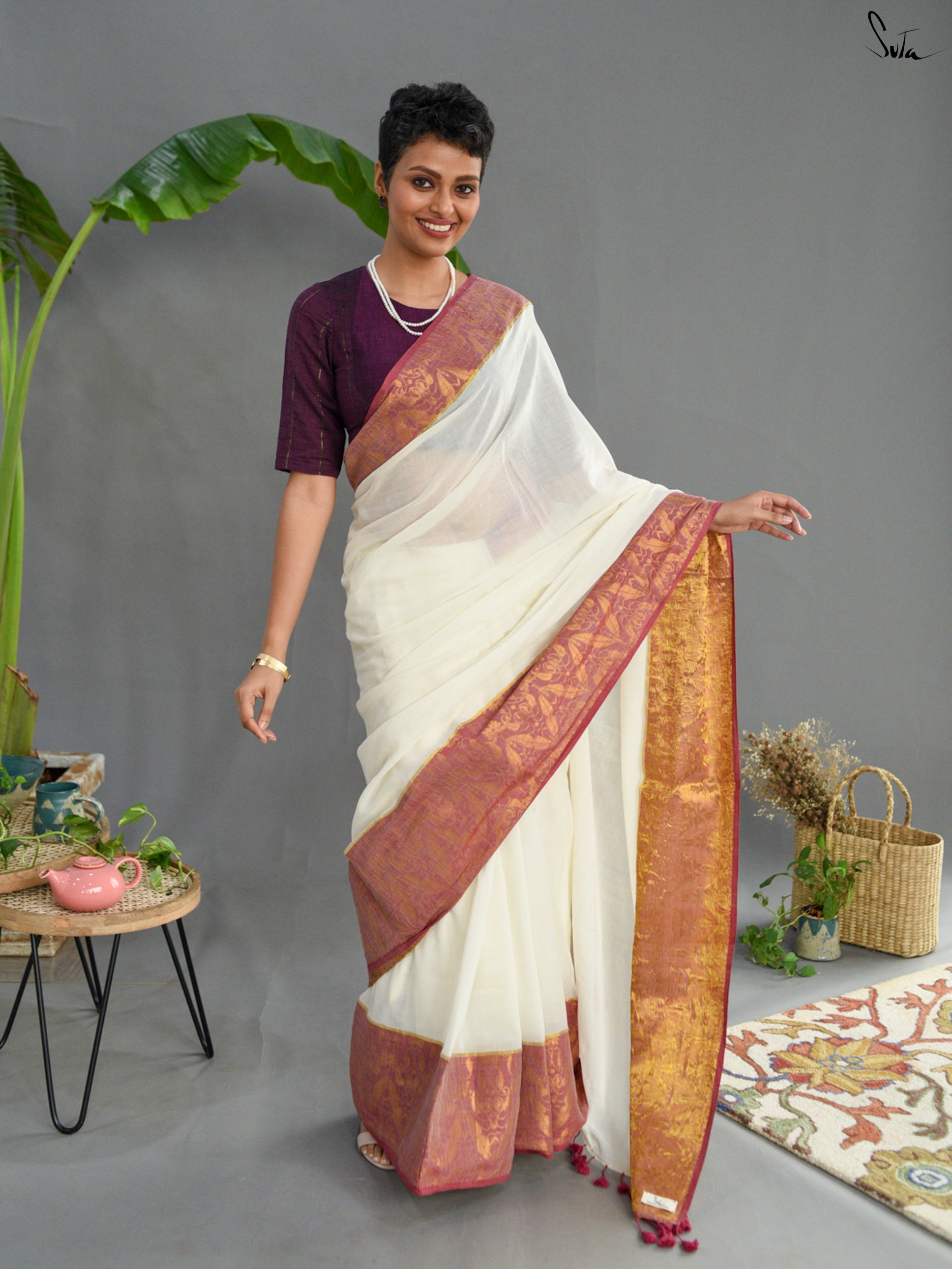Snow Zari Saree
