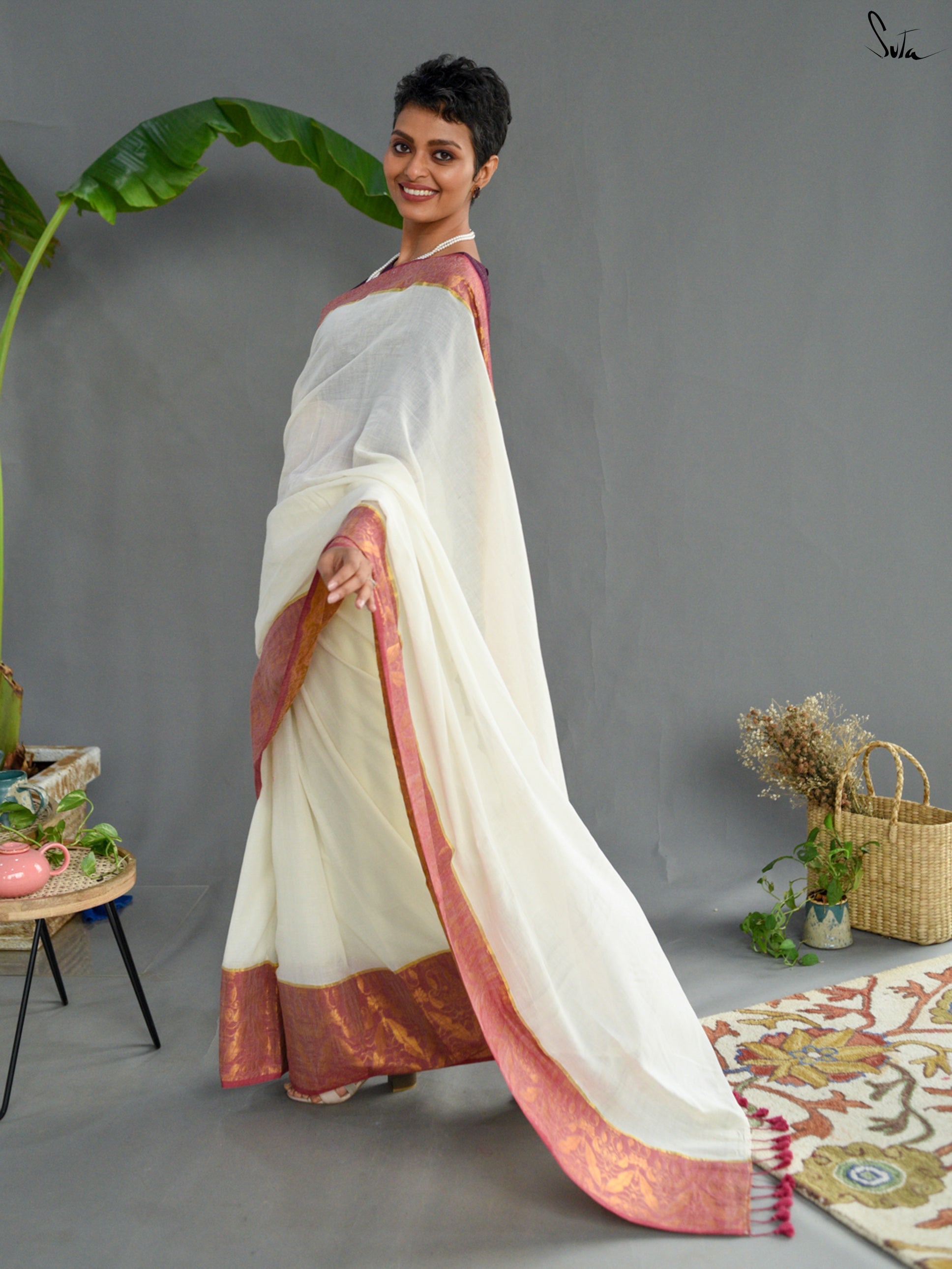 Snow Zari Saree