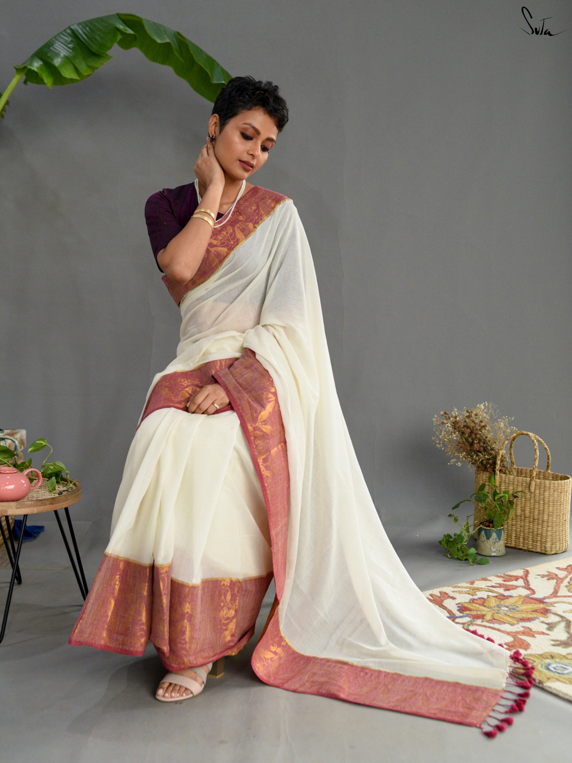Snow Zari Saree