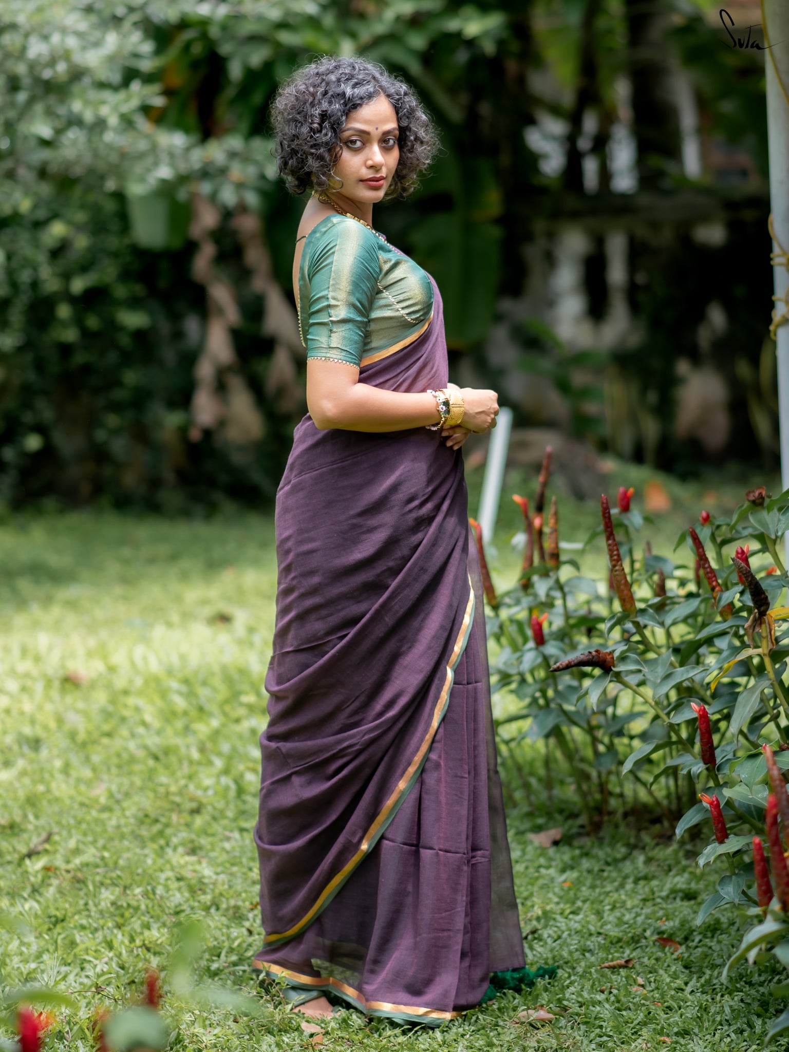 Suta Rust Pure Cotton Saree
