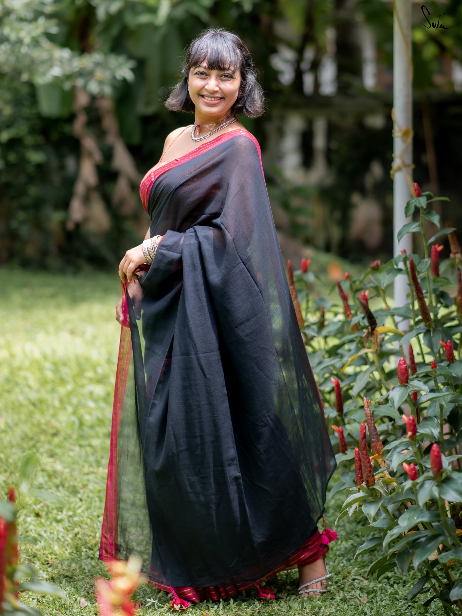 Suta Black Pure Cotton Saree