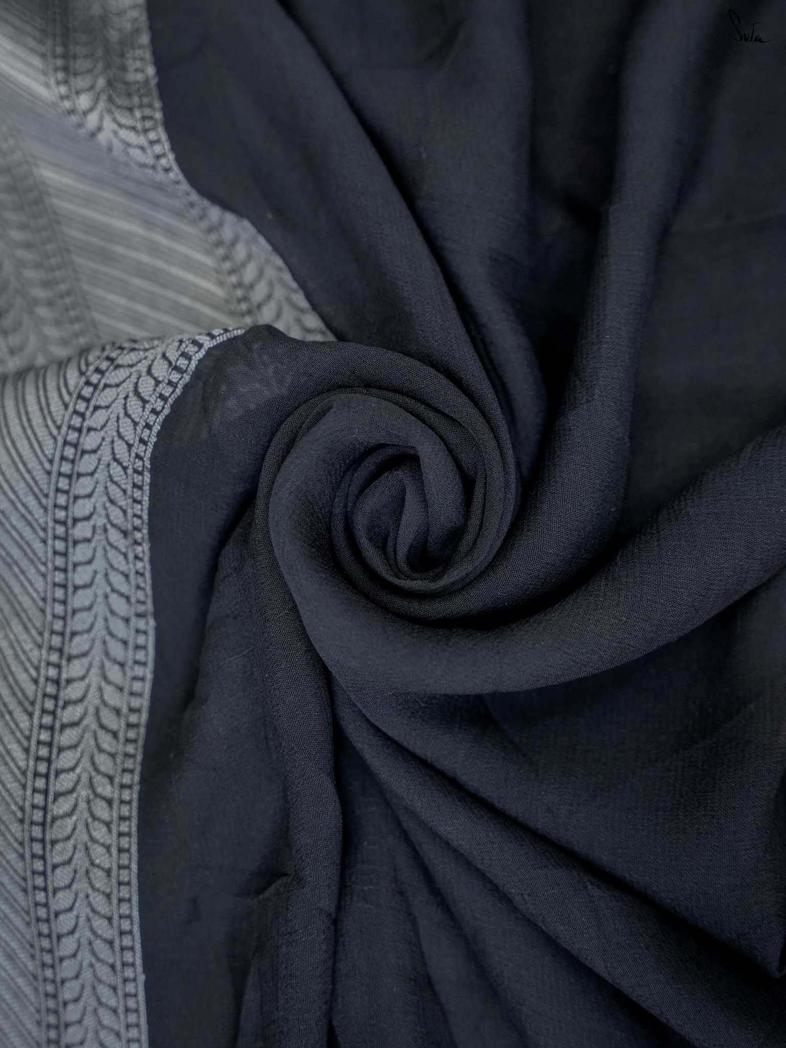 Vulnerable Vijayshanti Black Banarasi Saree