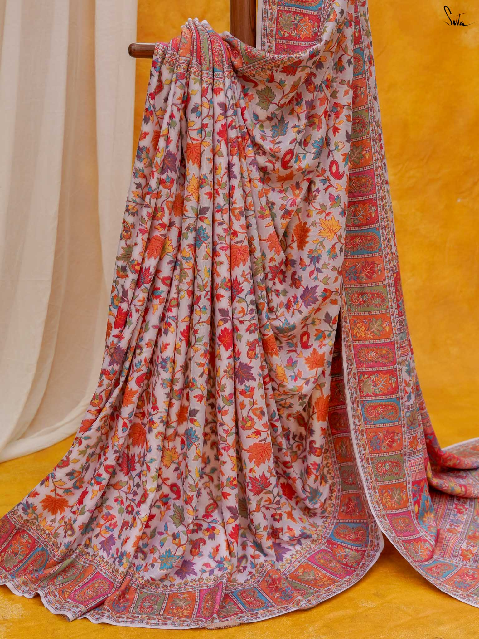 Willow Pashm Multicolour Woolen Saree