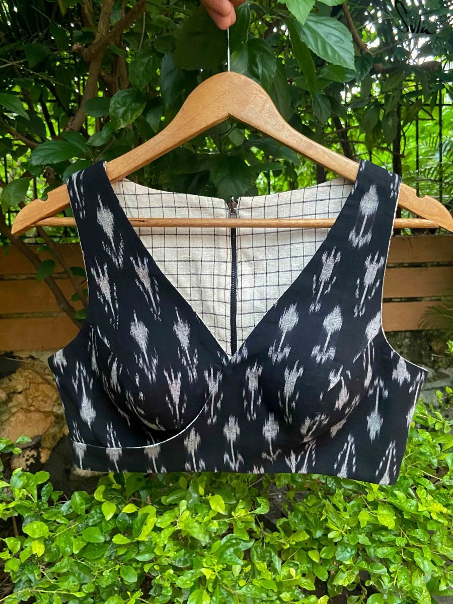 Black White Checkered Alat Palat (Blouse) - suta.in