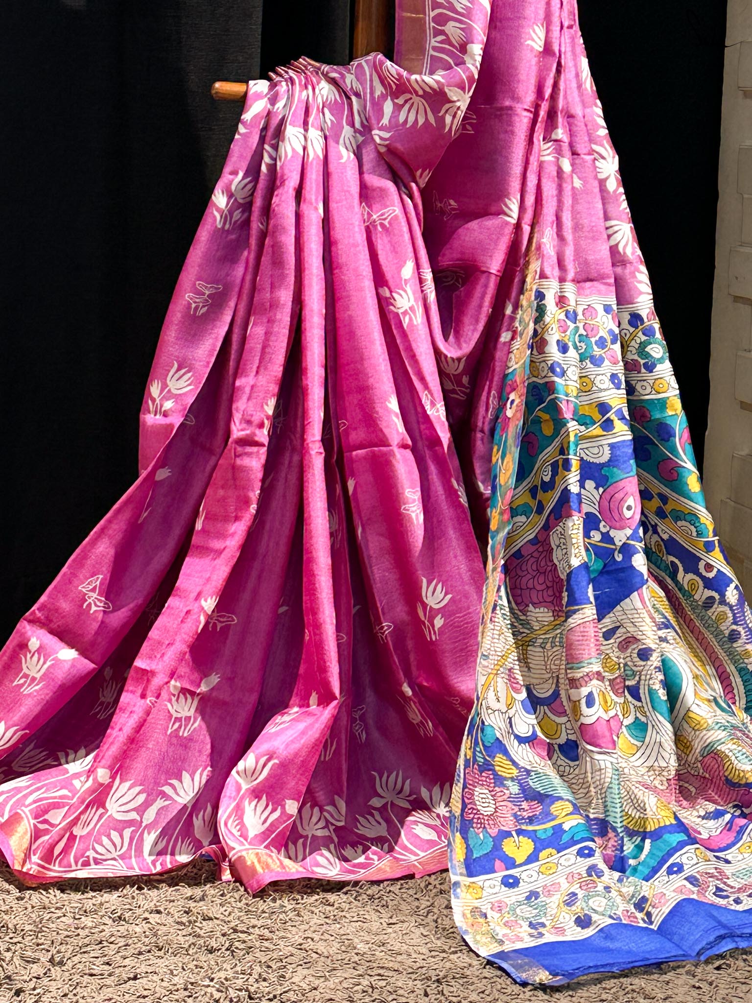 Neelkanthi Ki Chitthi (Hand Painted Pure Silk Saree)