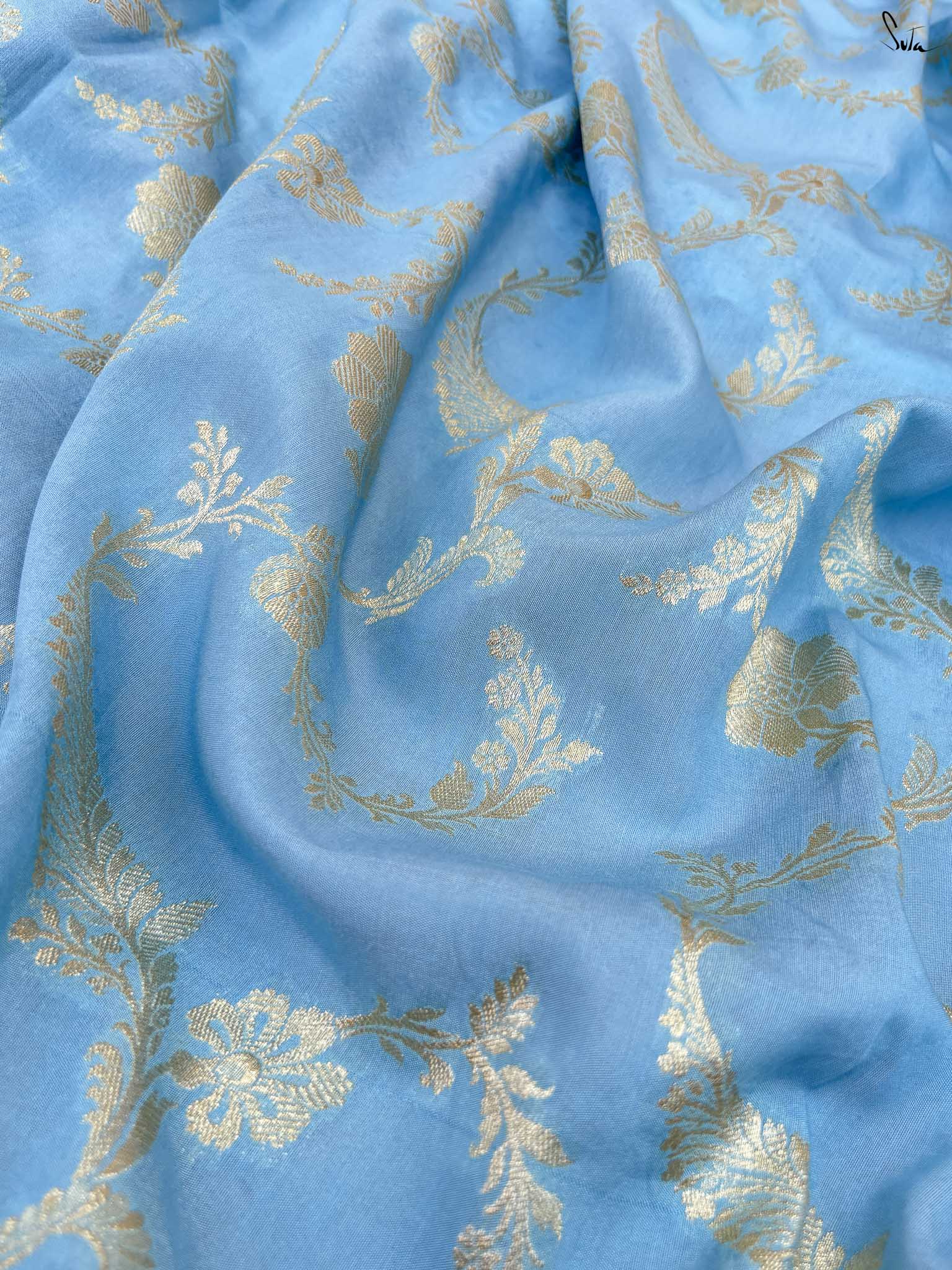 Mokshda Sky Blue Banarasi Saree