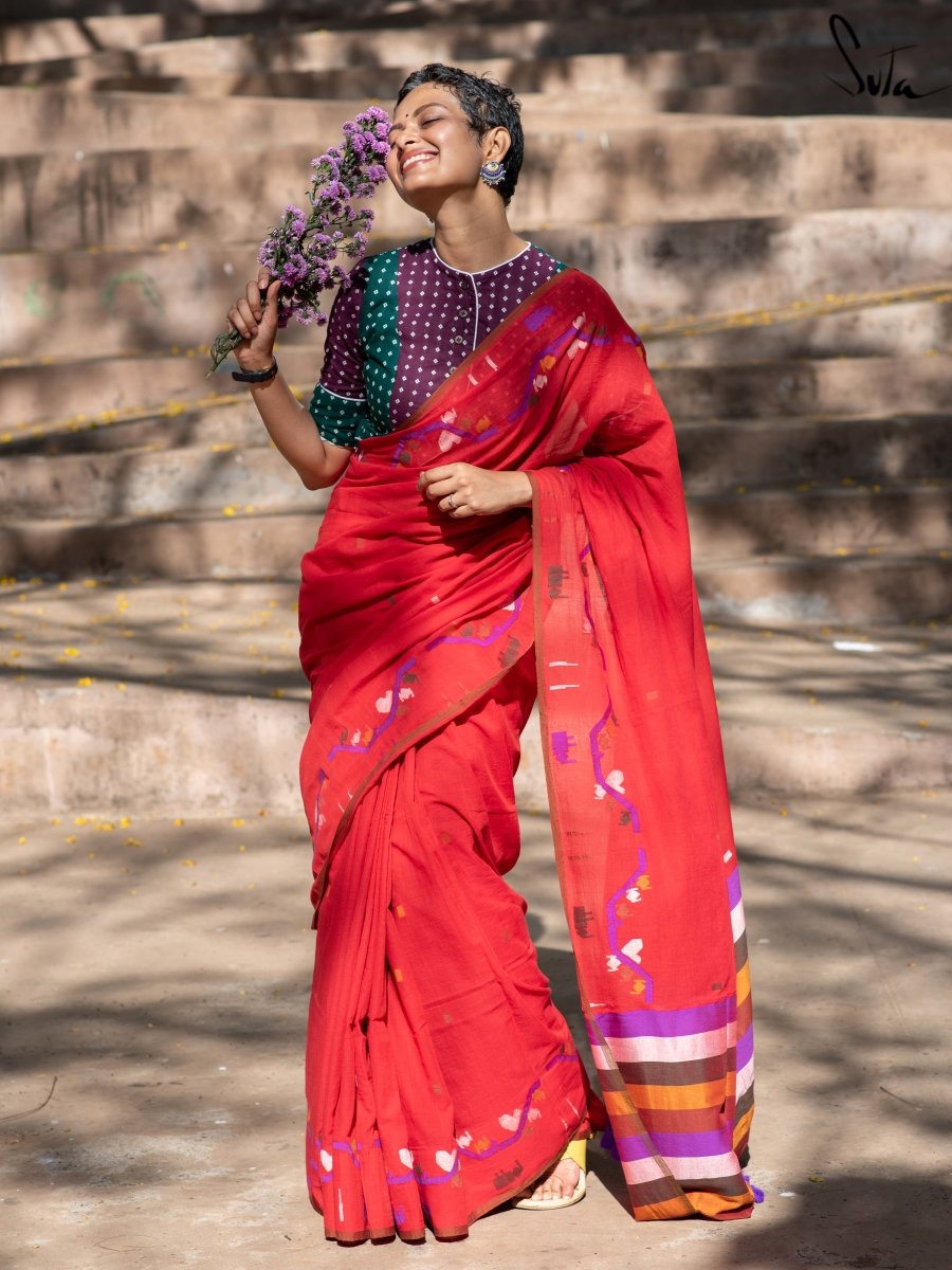 Plain Handloom Saree For Women And Girls Cotton Silk In Aqua