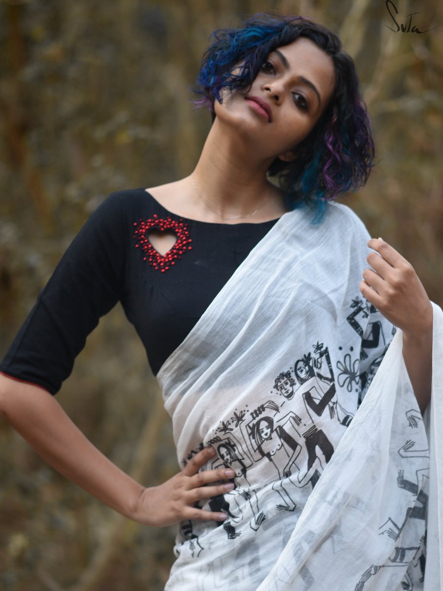 Black or Red heart (Blouse) - suta.in