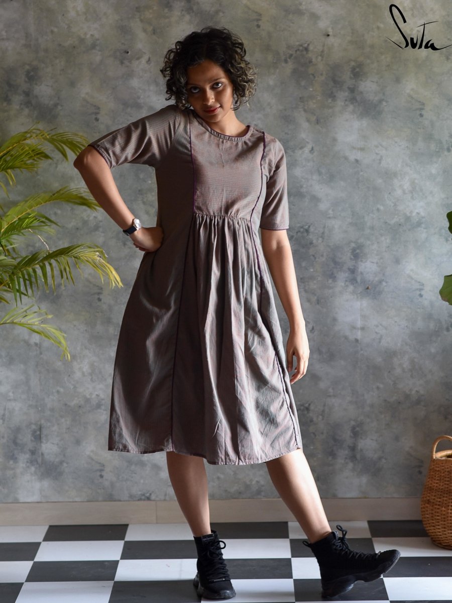 One Piece Brown Cotton Dress For Summer