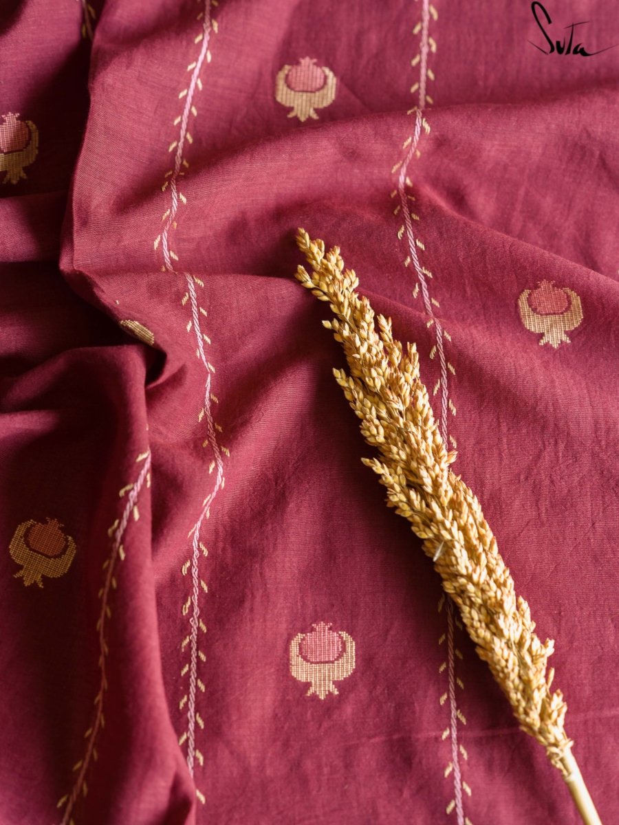 Laal Bhura Anaar (Fabric) - suta.in