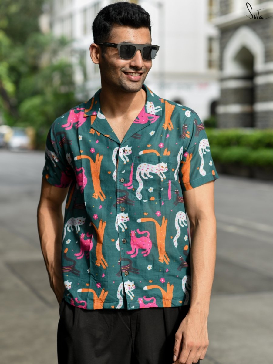 Cotton Half Sleeve Printed Shirt For Men, Marshmallow Pops