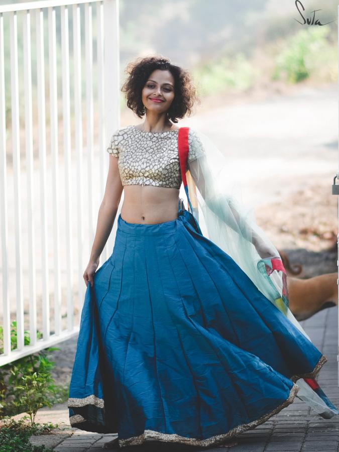Midnight blue Raw silk skirt - suta.in
