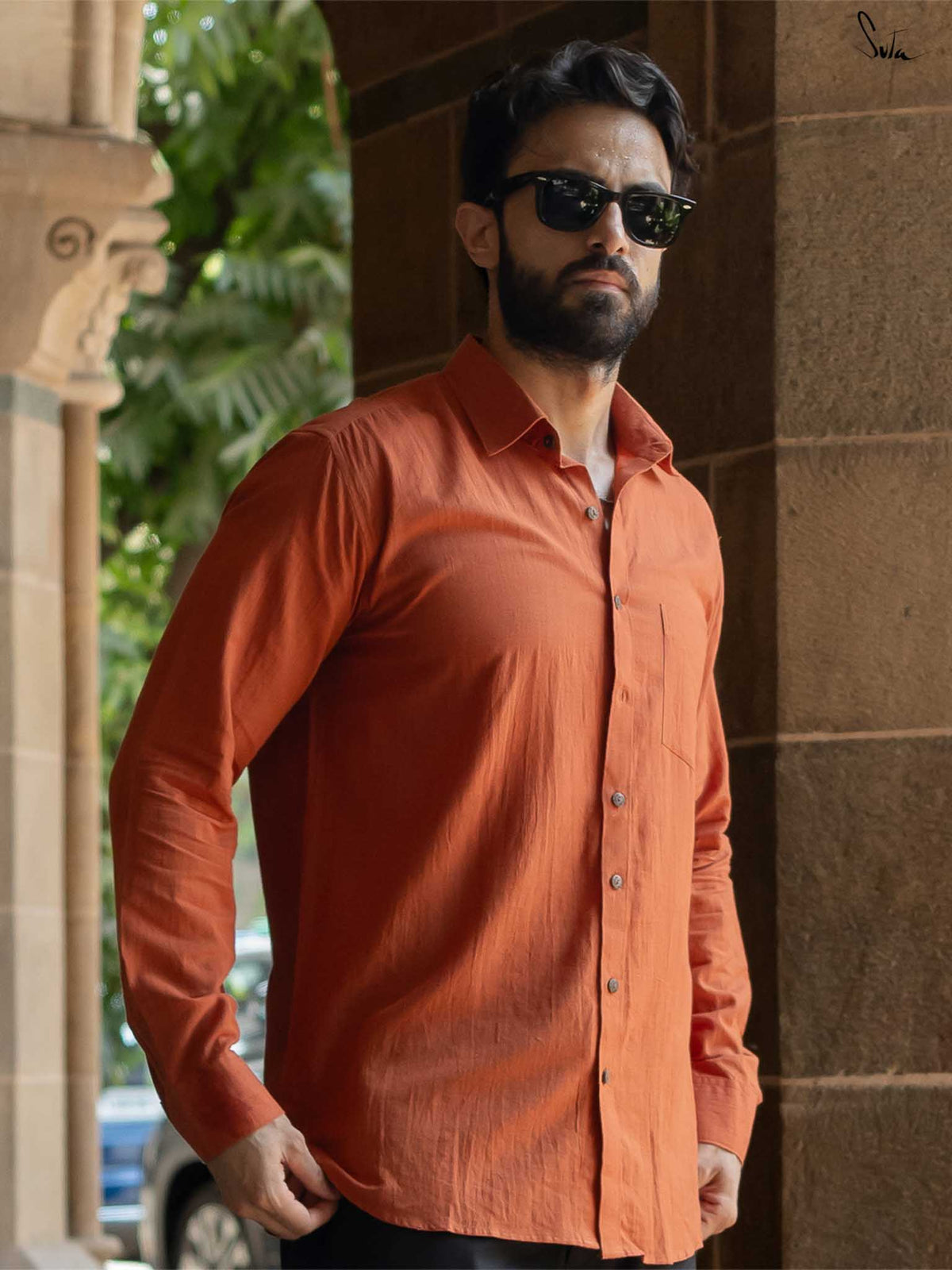 Classic Soft Cotton Rust Colour Shirt For Men|Rustler|Suta