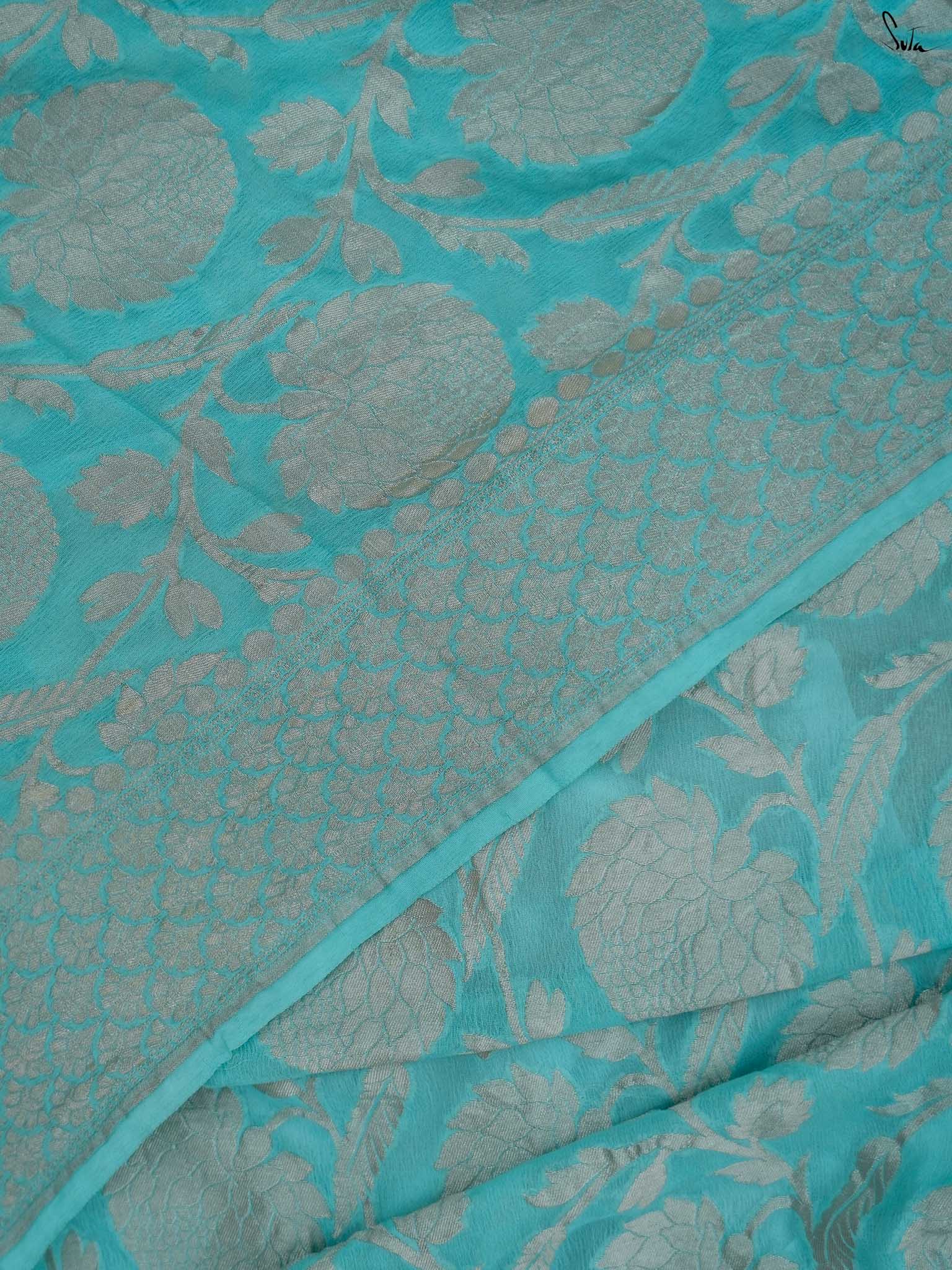 Liberated Lalitha Sky Blue Banarasi Saree