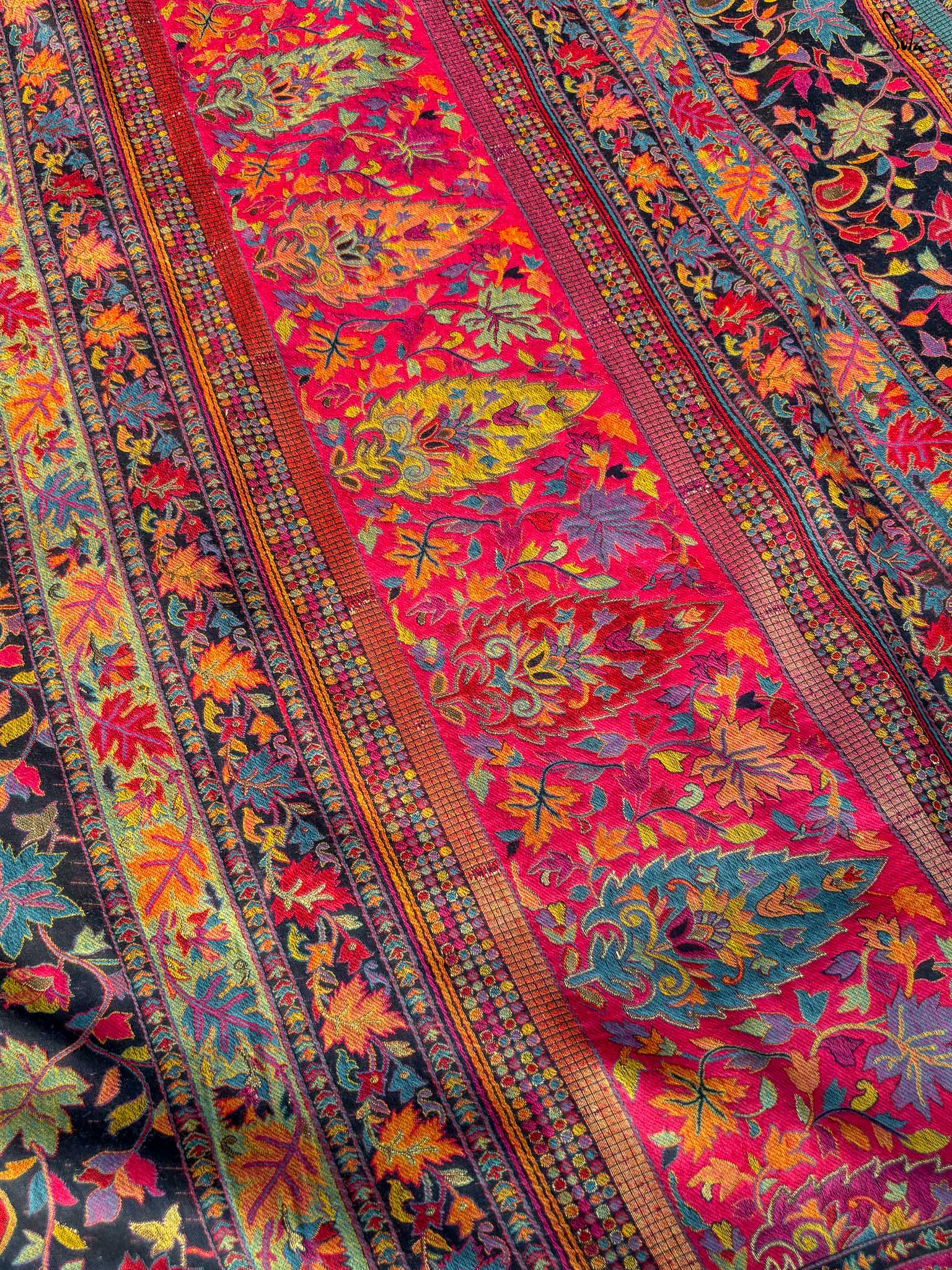 Apricot Pashm Multicolour Woolen Saree
