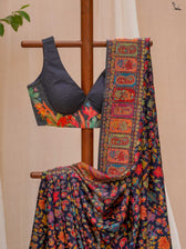 Apricot Pashm Multicolour Woolen Saree