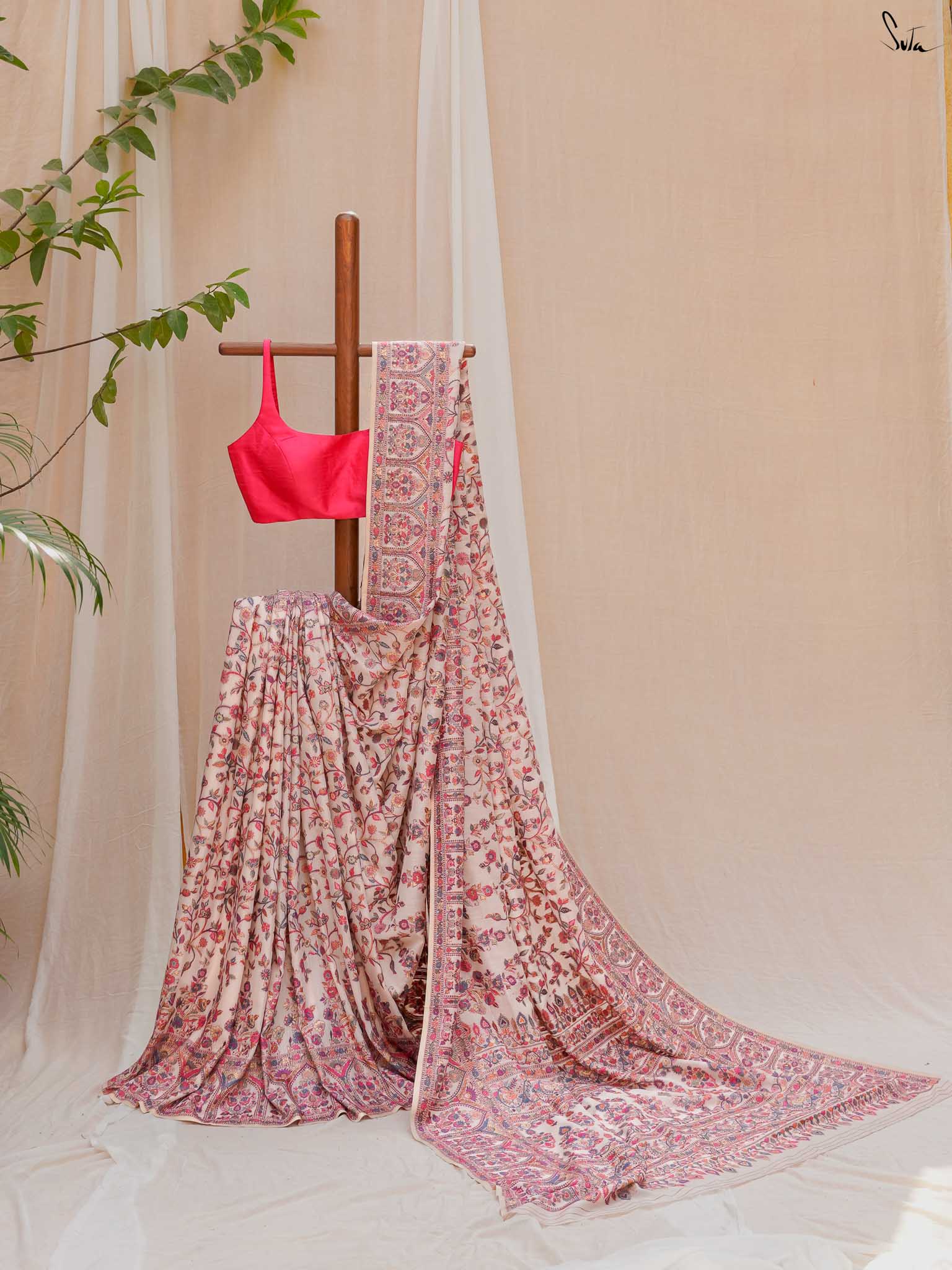 Chinar Pashm Multicolour Woolen Saree