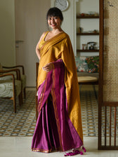 Double Trounle: Ochre/ Maroon Saree