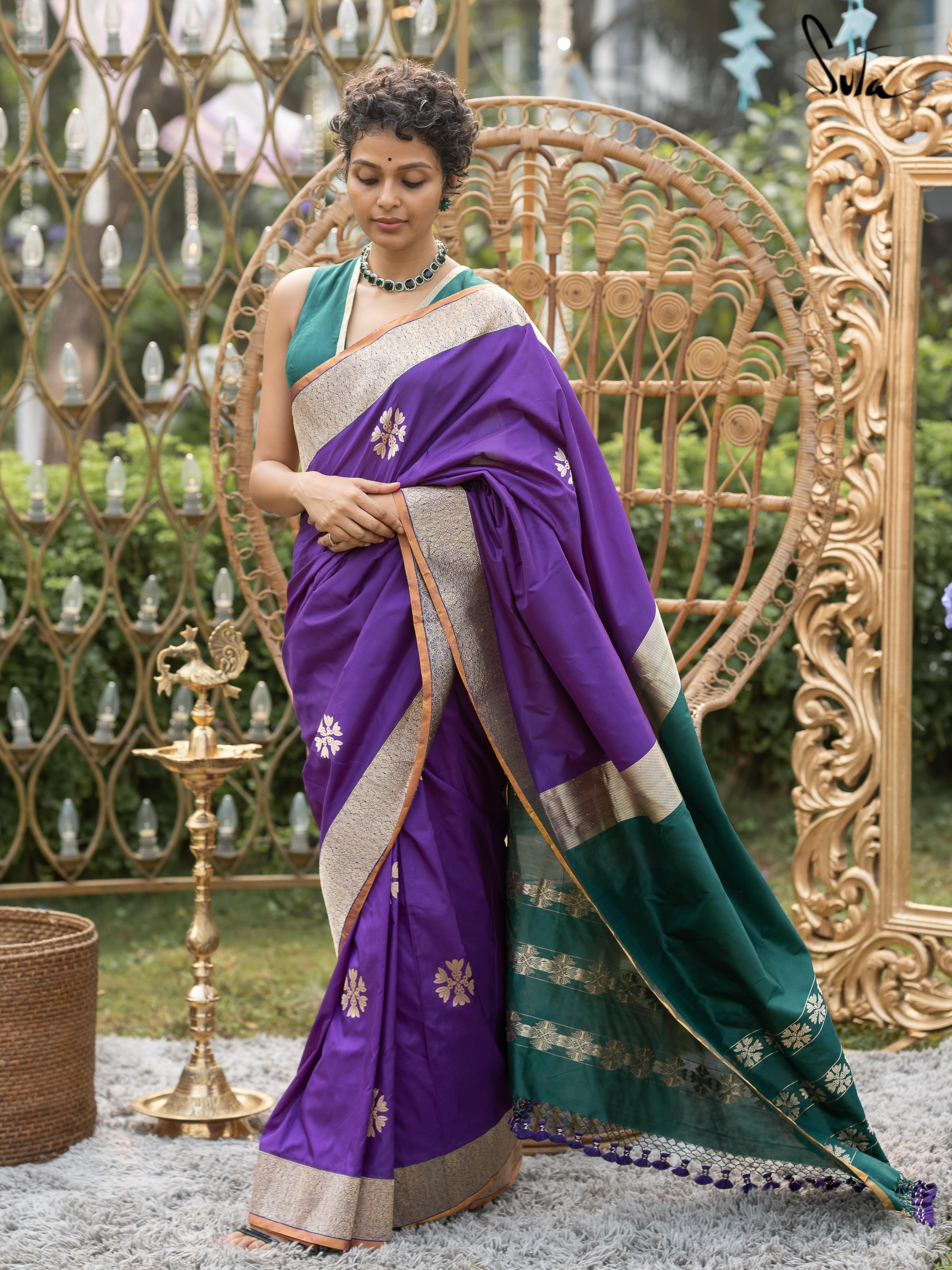 Sky Blue Saree/sari Combination Blouse | Saree Blouse Contrast Ideas  designs - YouTube