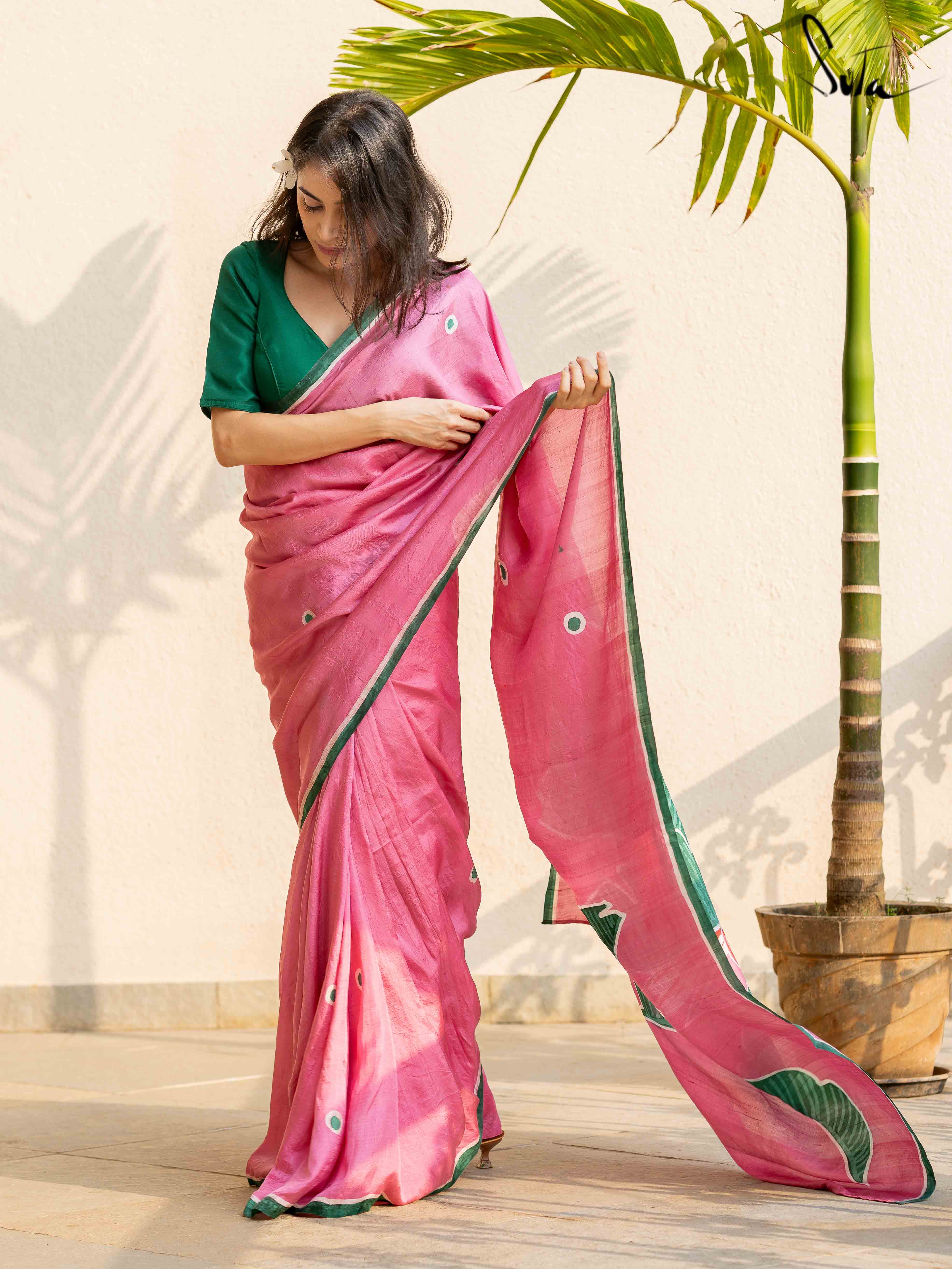 Grey and Red Embroidered Handloom Tussar Silk Saree – ShopBollyWear.Com