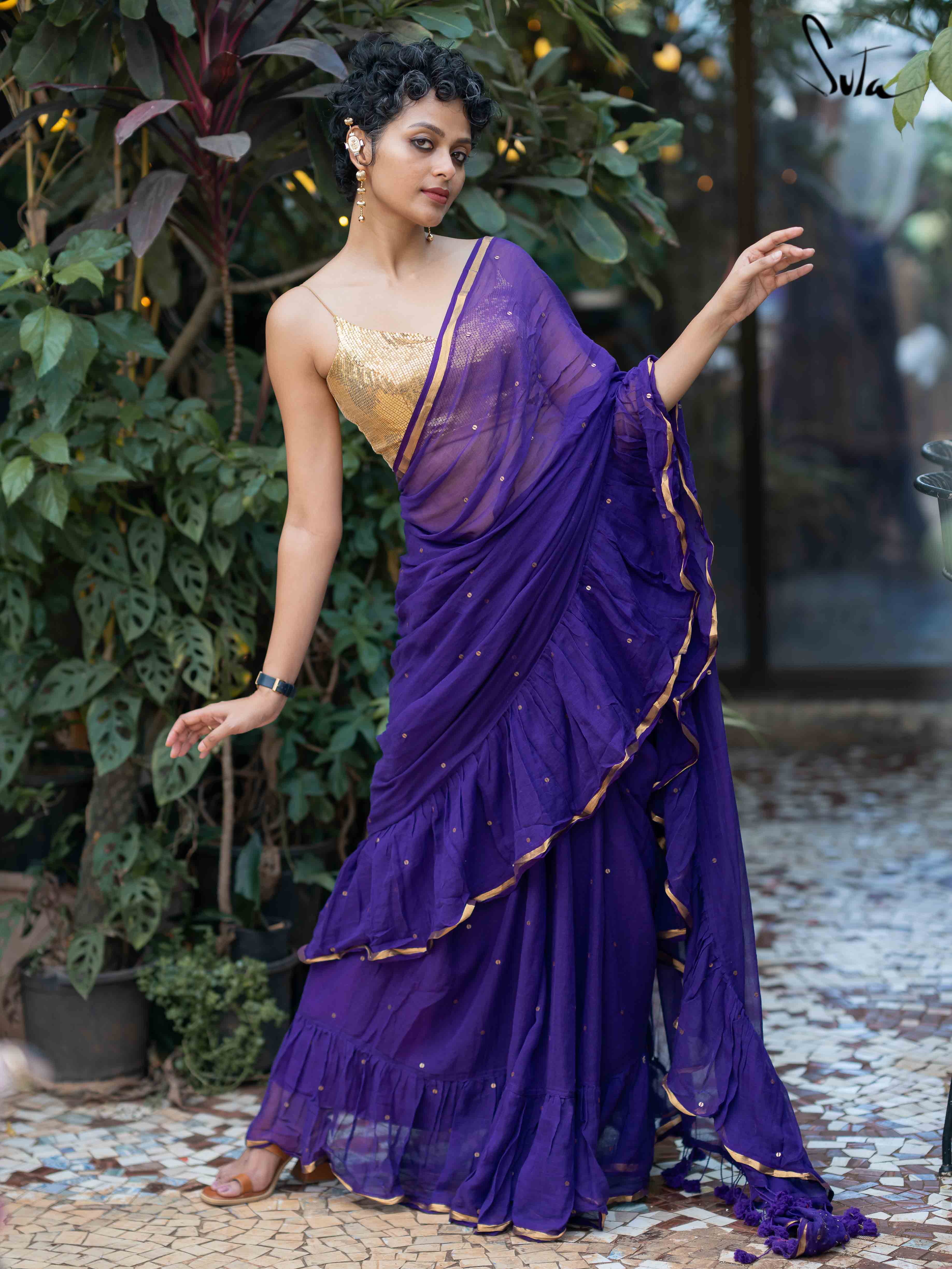 Purple Wedding Evening Sangeet Silk Saree SHRSK12105F – ShreeFashionWear