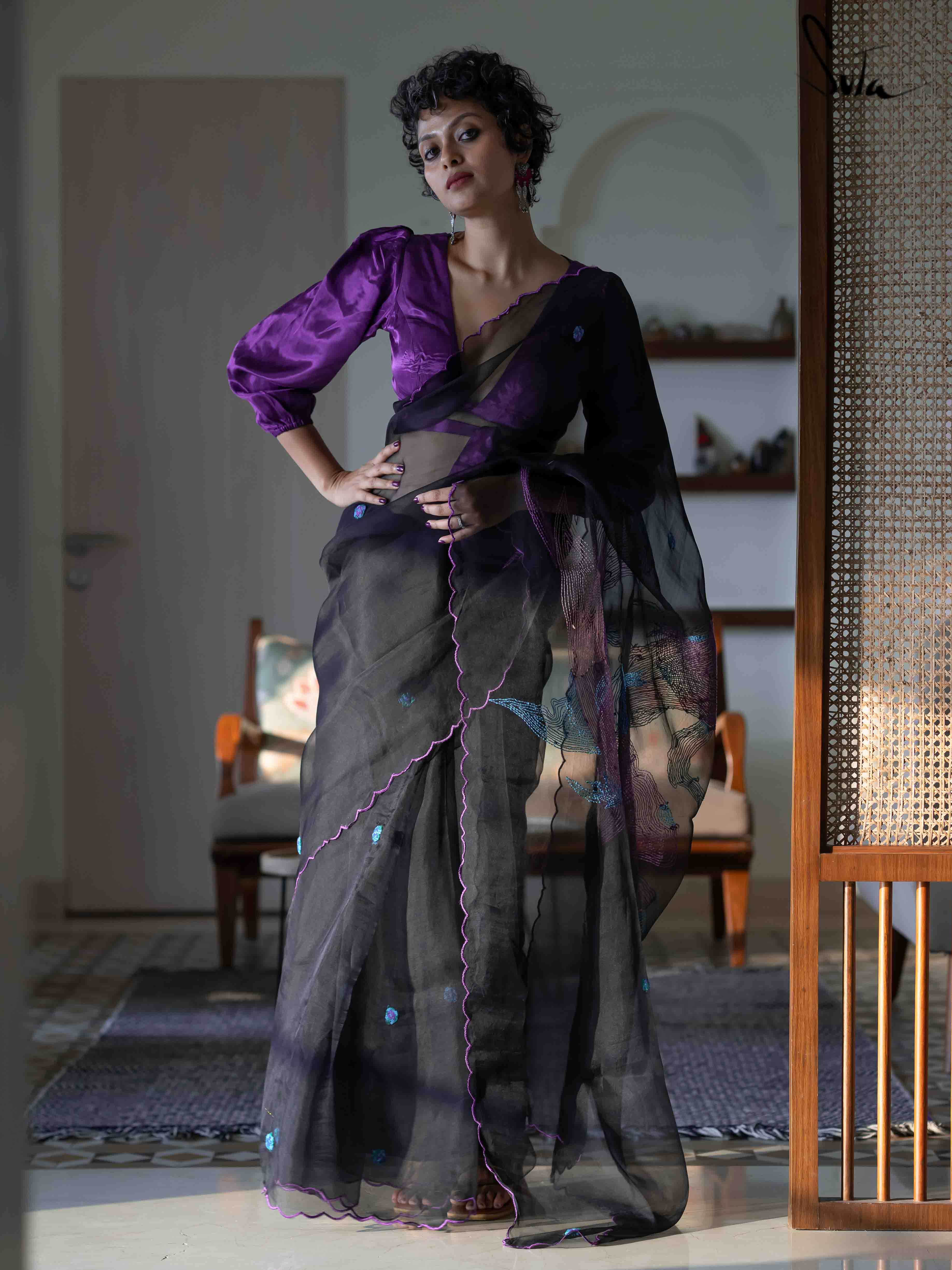 Purple Georgette Saree With Blouse 274918