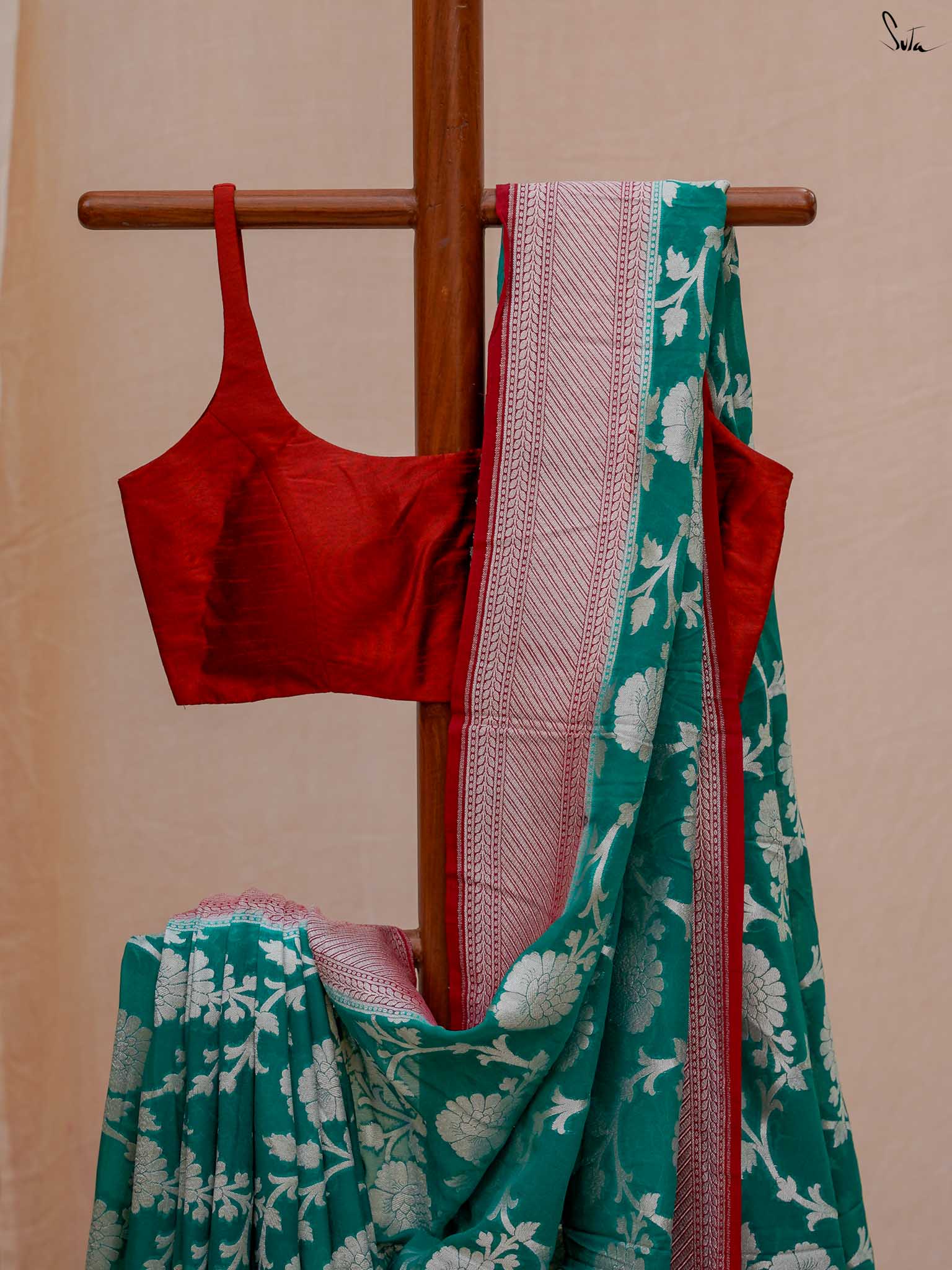 Rebel Rani Green Banarasi Saree
