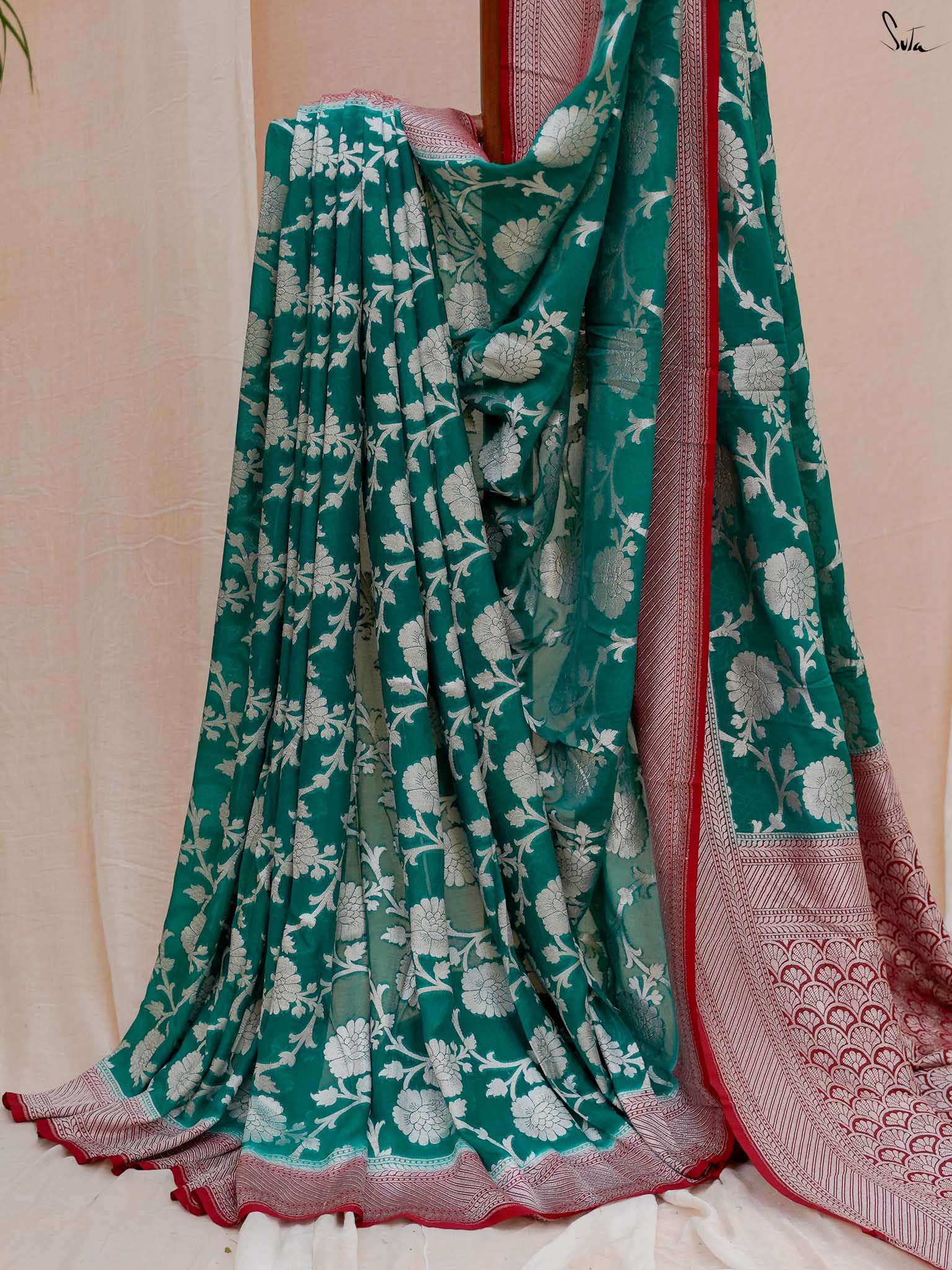 Rebel Rani Green Banarasi Saree