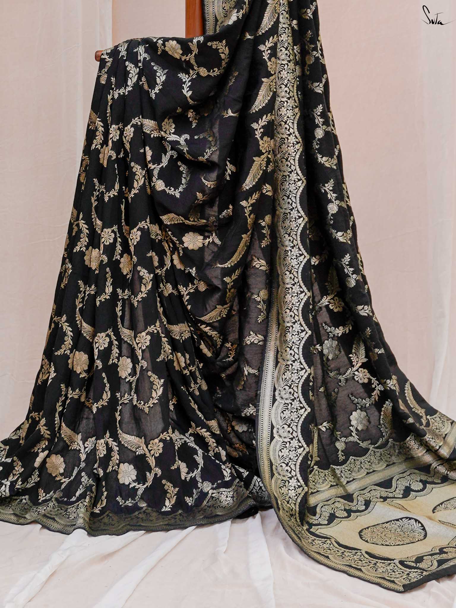 Kajri Black Banarasi Saree