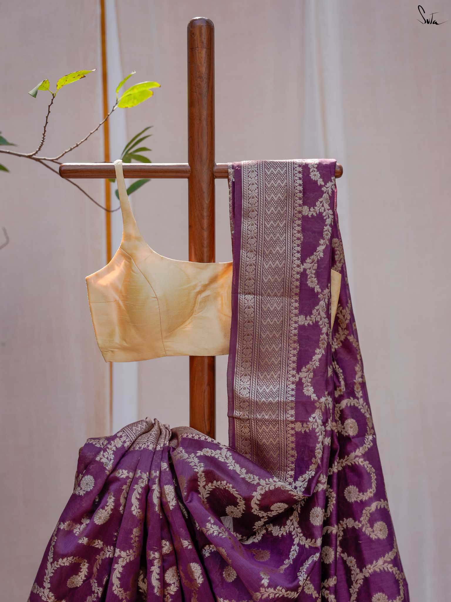 Thumri Wine Banarasi Saree