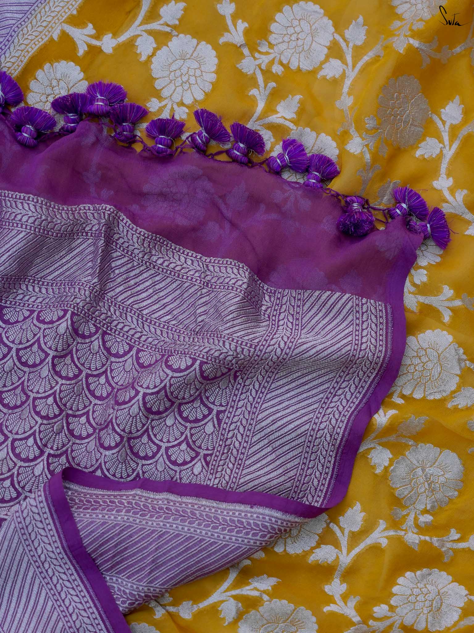 Feminist Farida Yellow Banarasi Saree