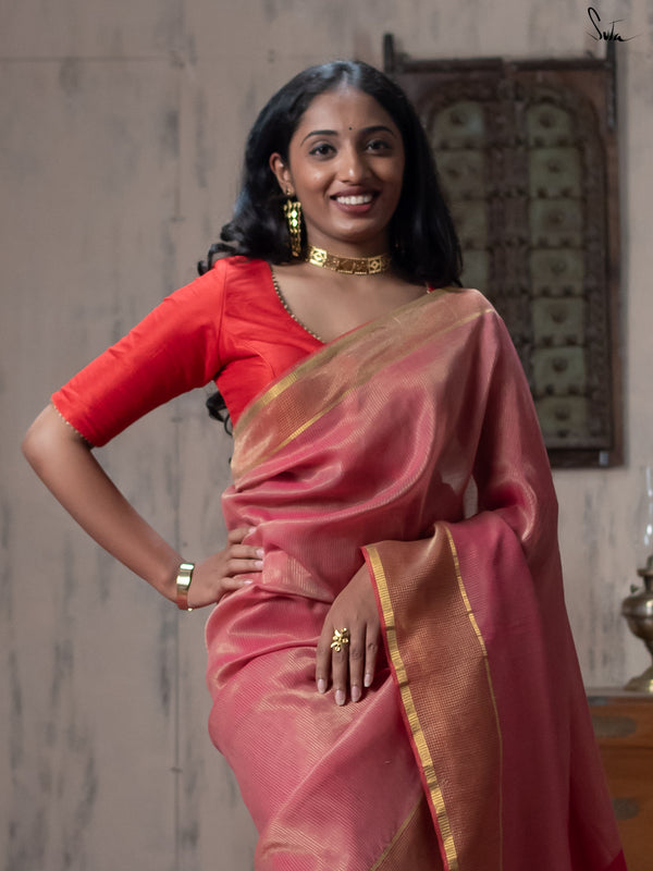 Red Art Silk V Neck Padded Blouse|Jamanthi|Suta