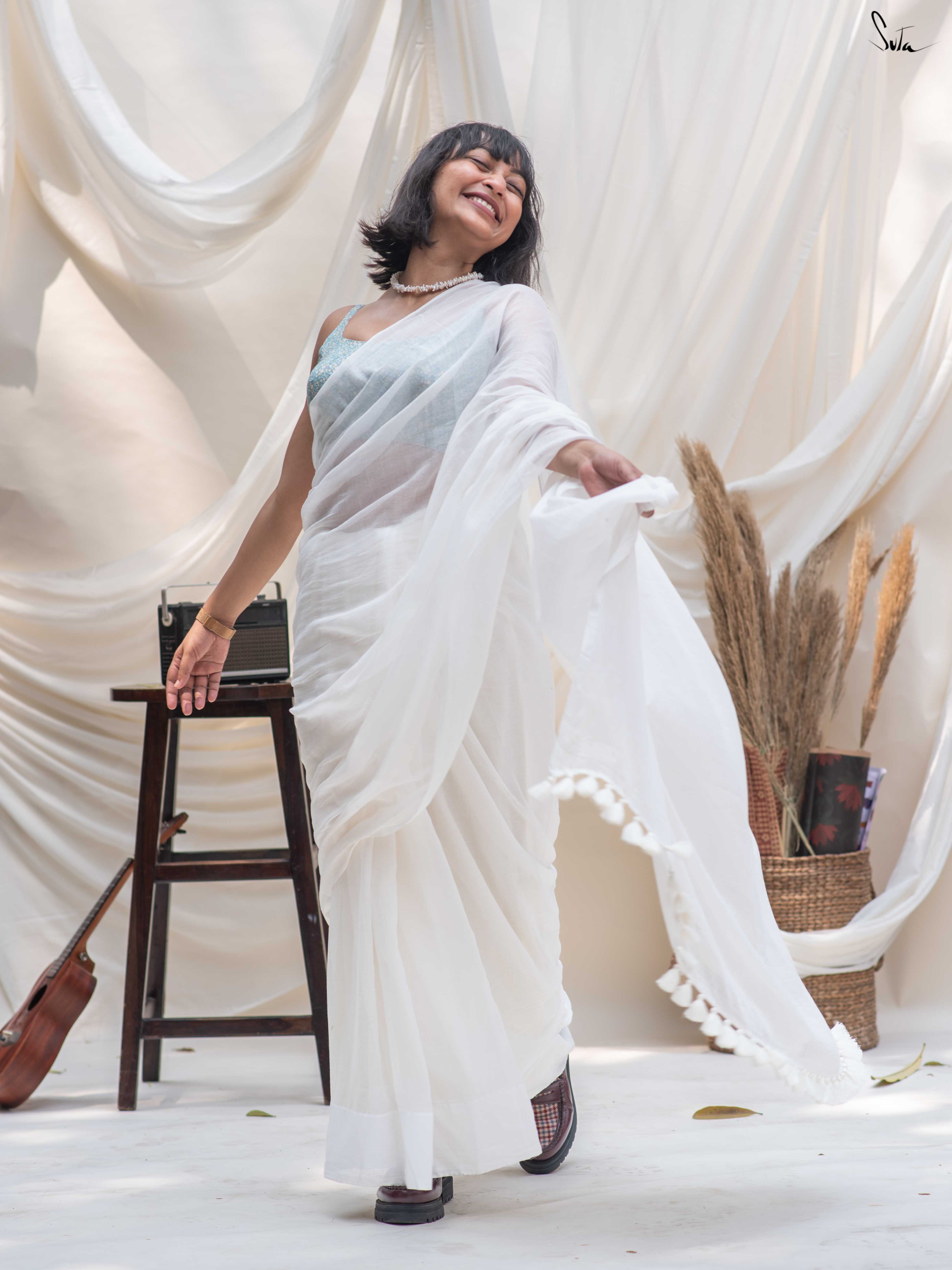 Off White Mul Saree