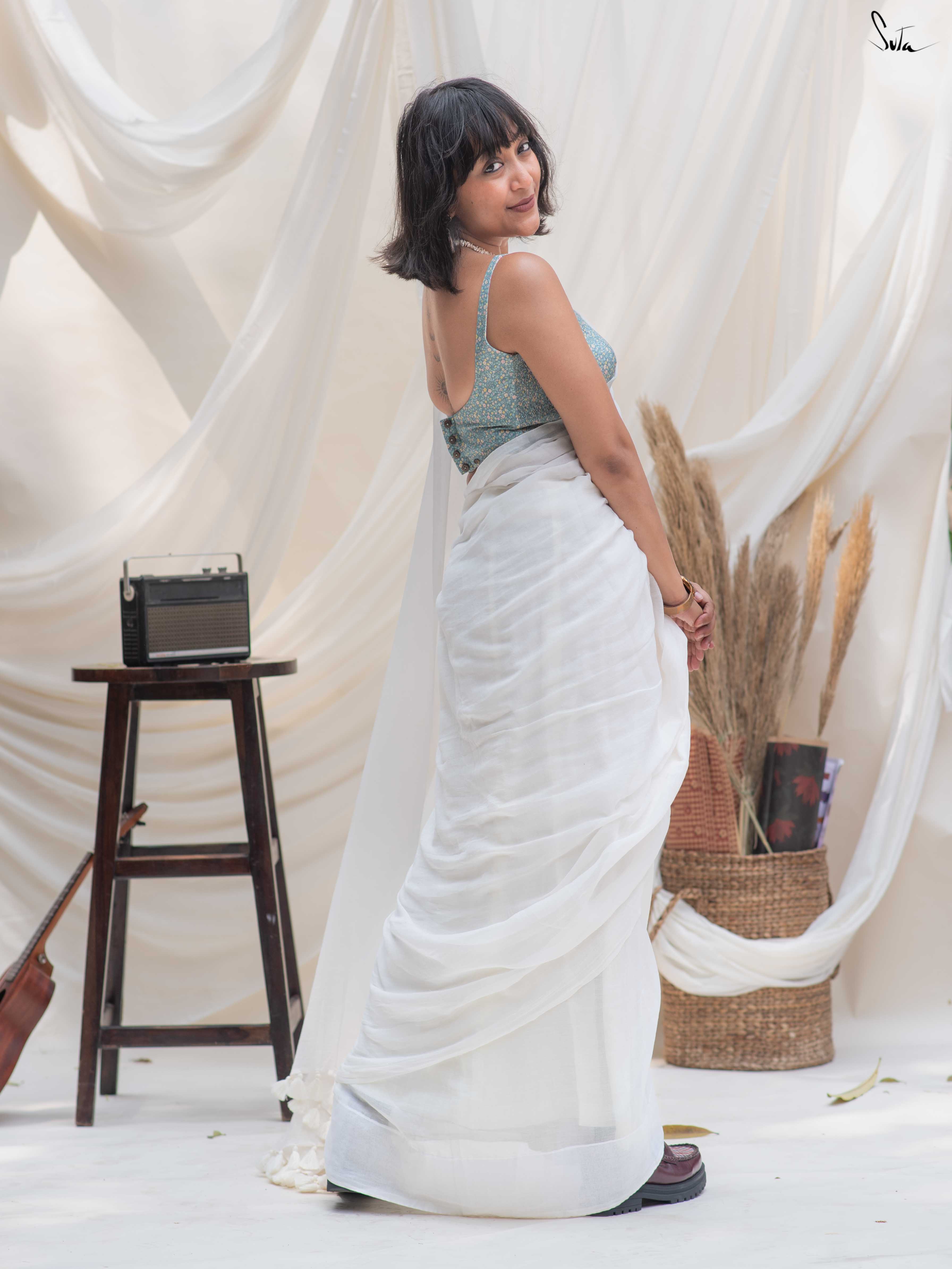 Off White Mul Saree