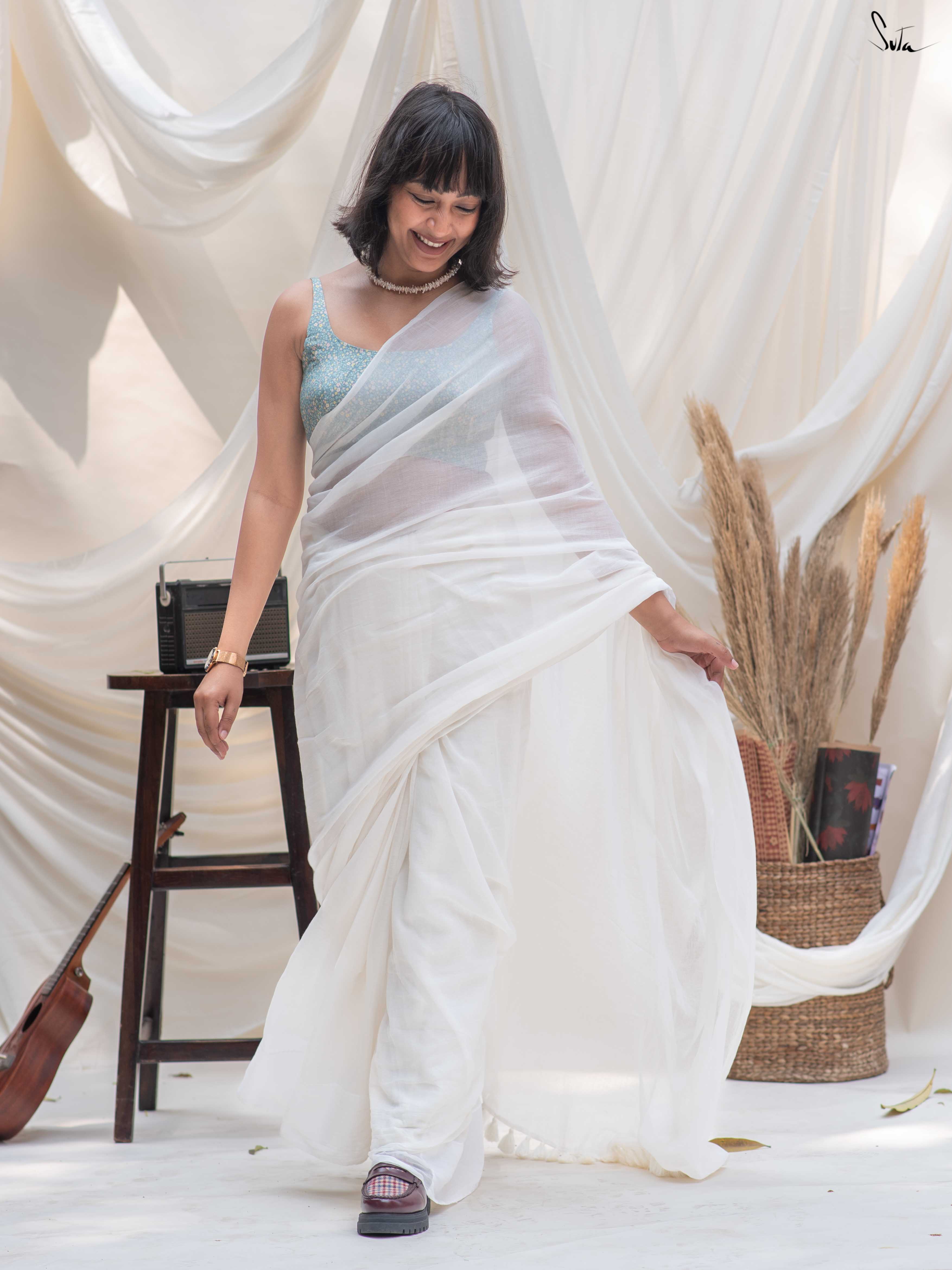 Off White Mul Saree